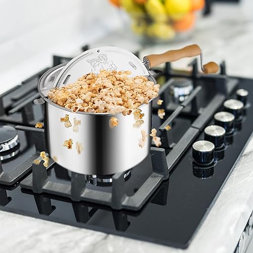 Miniatura 4 de Máquina para hacer palomitas de maíz con asas de madera, plata, 5 cuartos de galón (529019ECS)