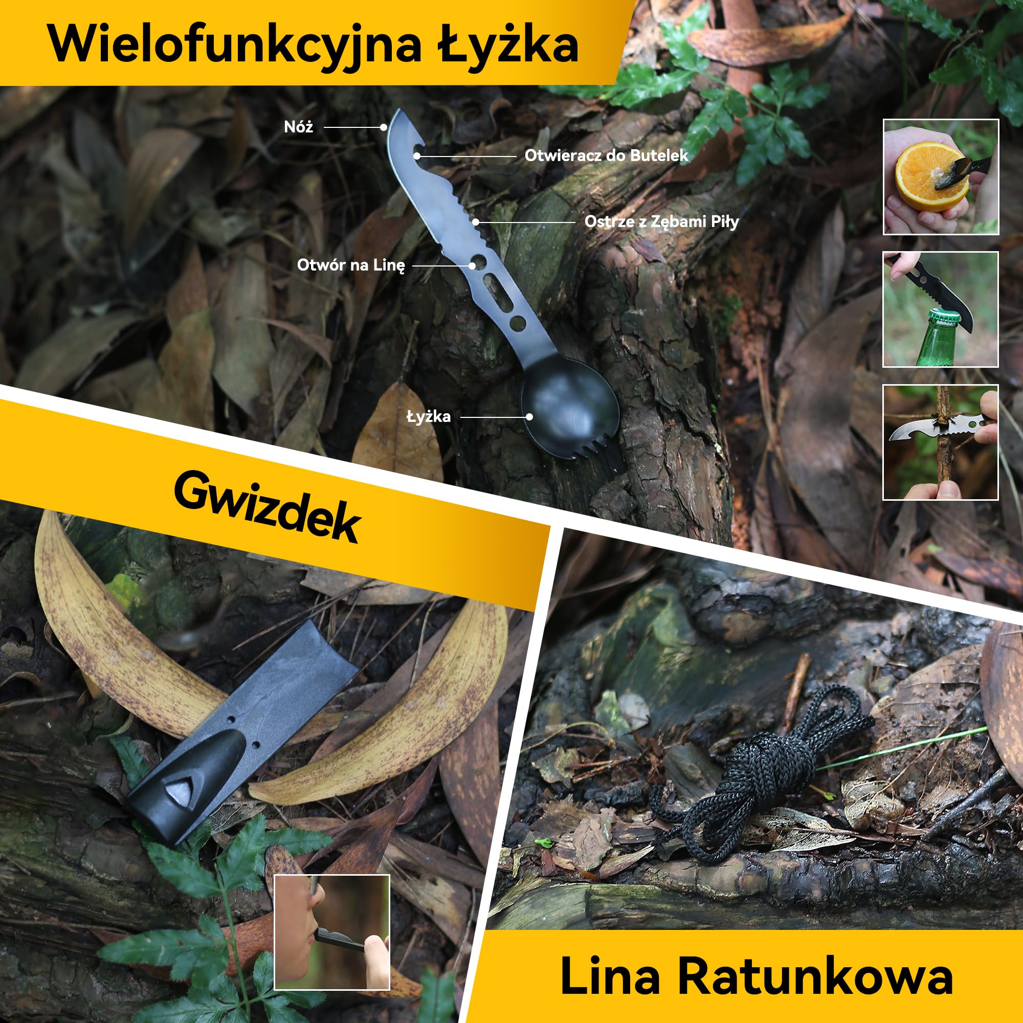 Wielofunkcyjny zestaw survivalowy 13 w 1 i akcesoria kempingowe, krzemień, karta wielofunkcyjna, koc awaryjny, latarka na kemping, wędkowanie, polowanie (nóż 13 w 1)