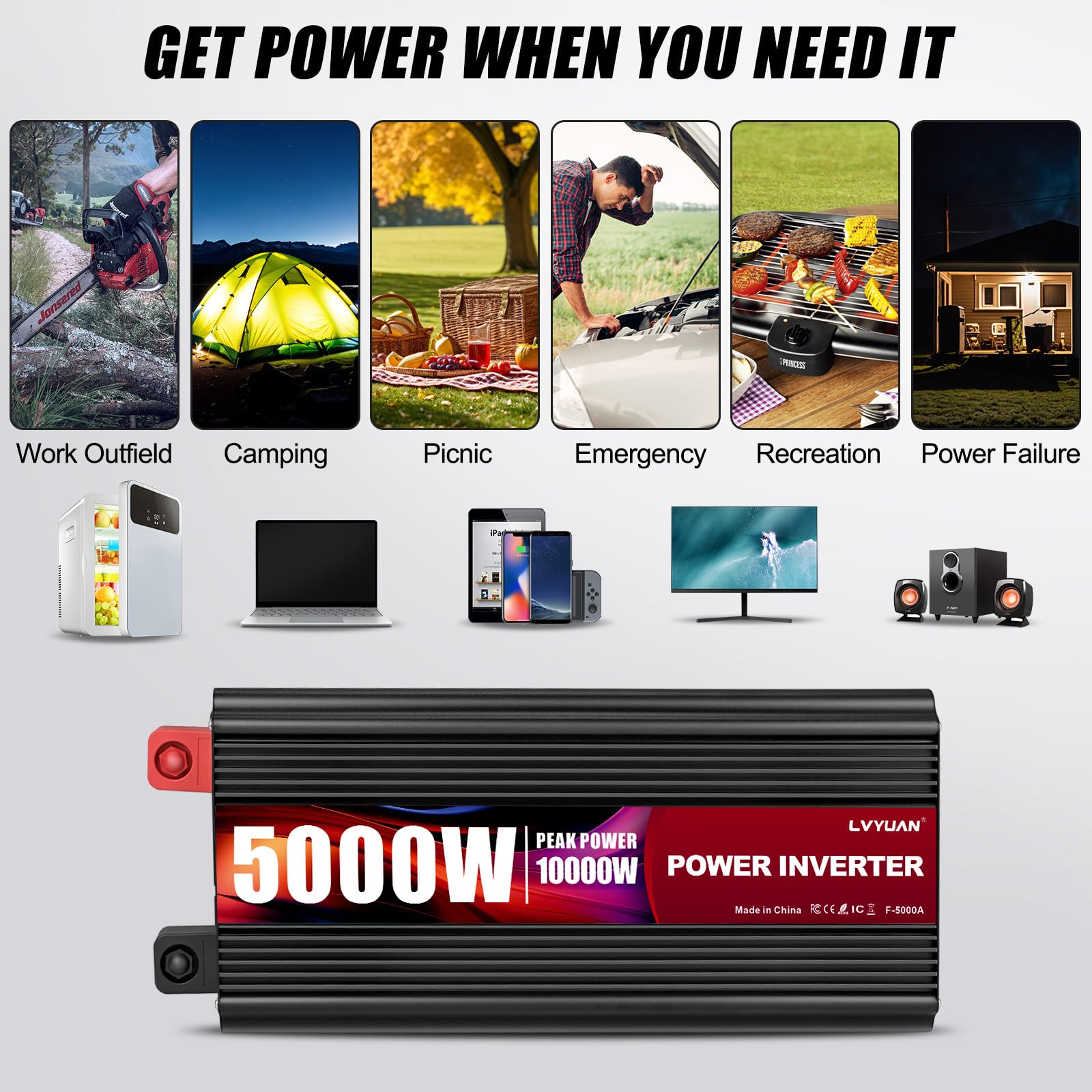 5000W Inverter A Onda Sinusoidale Pura Convertitore Di Tensione Dc 12v 220v Display Digitale 84871359 - Foto 7