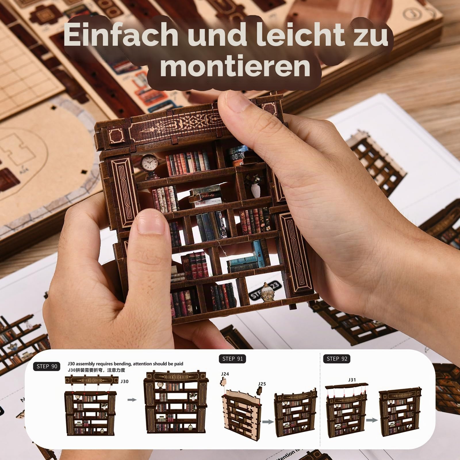 Book Nook Kit, DIY Miniatur Haus Puppenhaus Bausatz Bücherregal Deko für Jugendliche und Erwachsene（Die Unendliche Galerie）