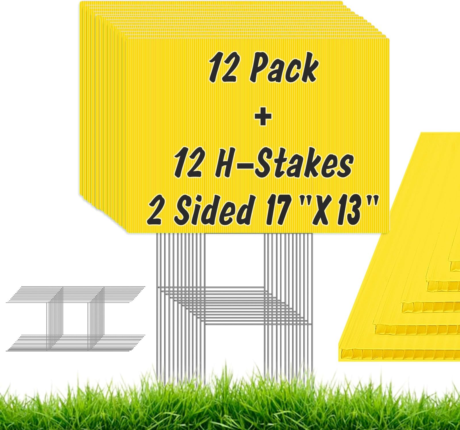 Blank Yard Signs With Stakes, White Plastic Yard Lawn Sign