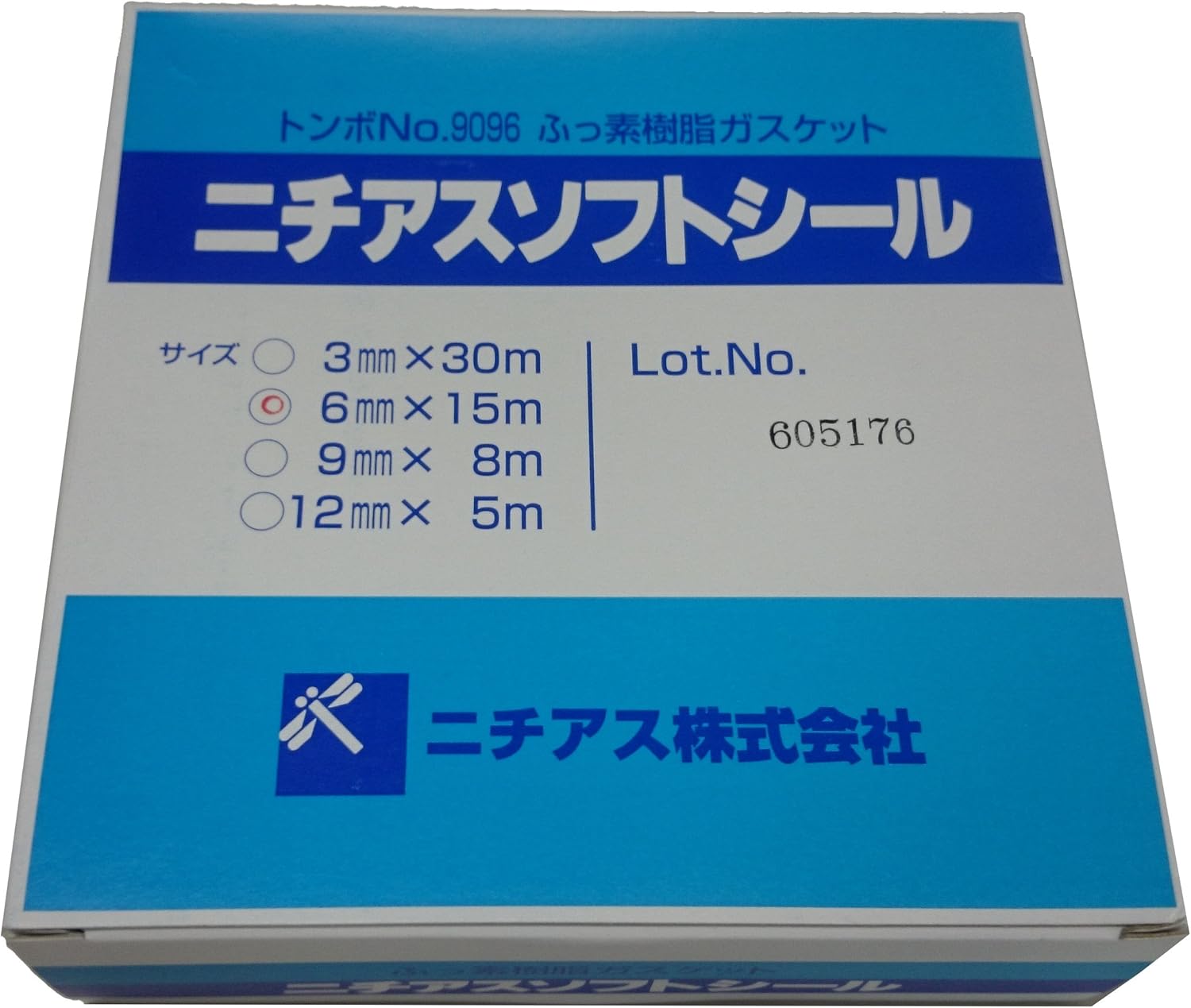 ニチアス ソフトシール ソフトタイプ 9096-PTFE-3&times;6&times;15M