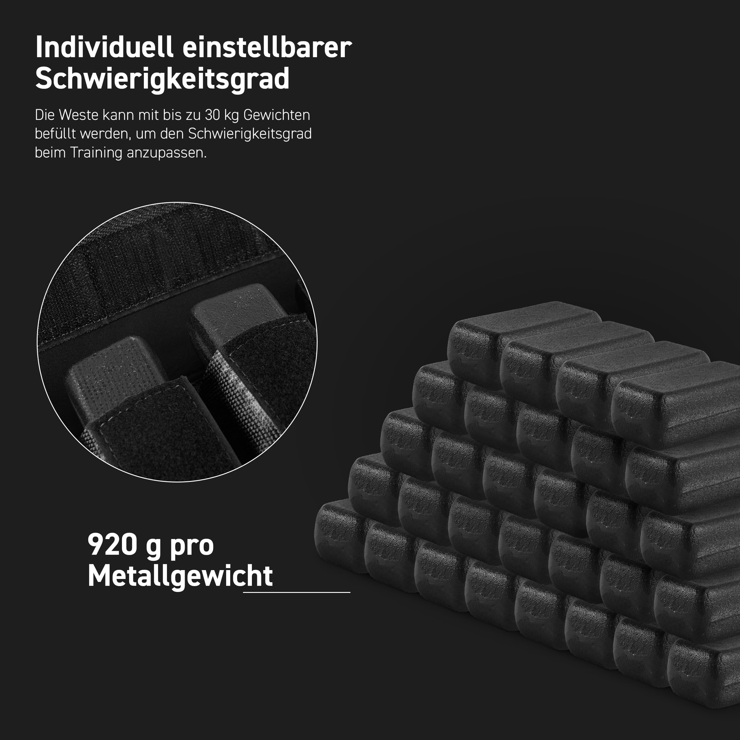 MSPORTS Gewichtsweste Premium Verstellbar von 5 kg - 30 kg Weighted Vest | Laufweste Damen Herren | Fitness Trainingsweste Krafttraining