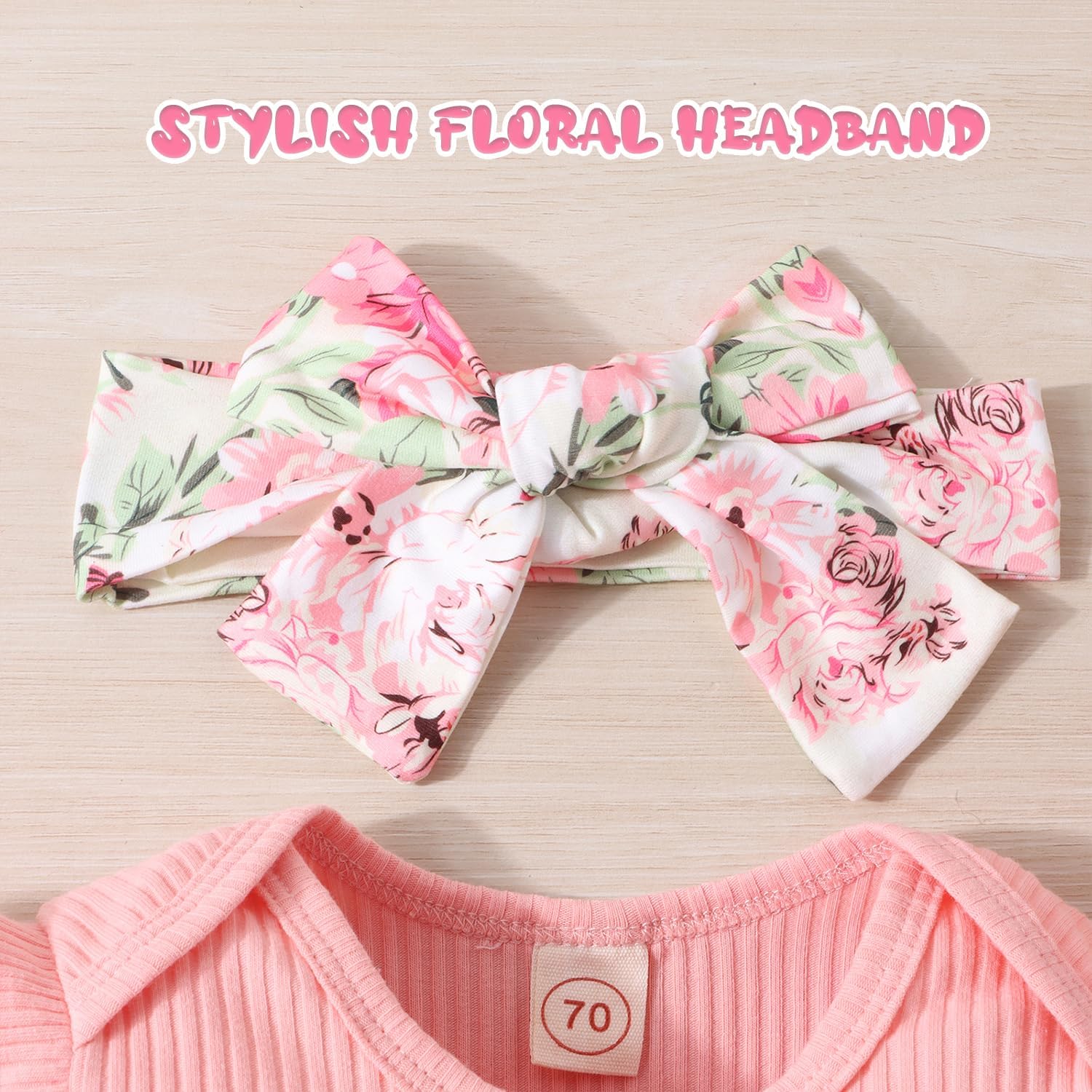 GDTOGRT Baby Girl Clothes Newborn Infant Outfits Ruffle Romper+ Floral Pants + Cute Headband Sets for Girls - Image 8