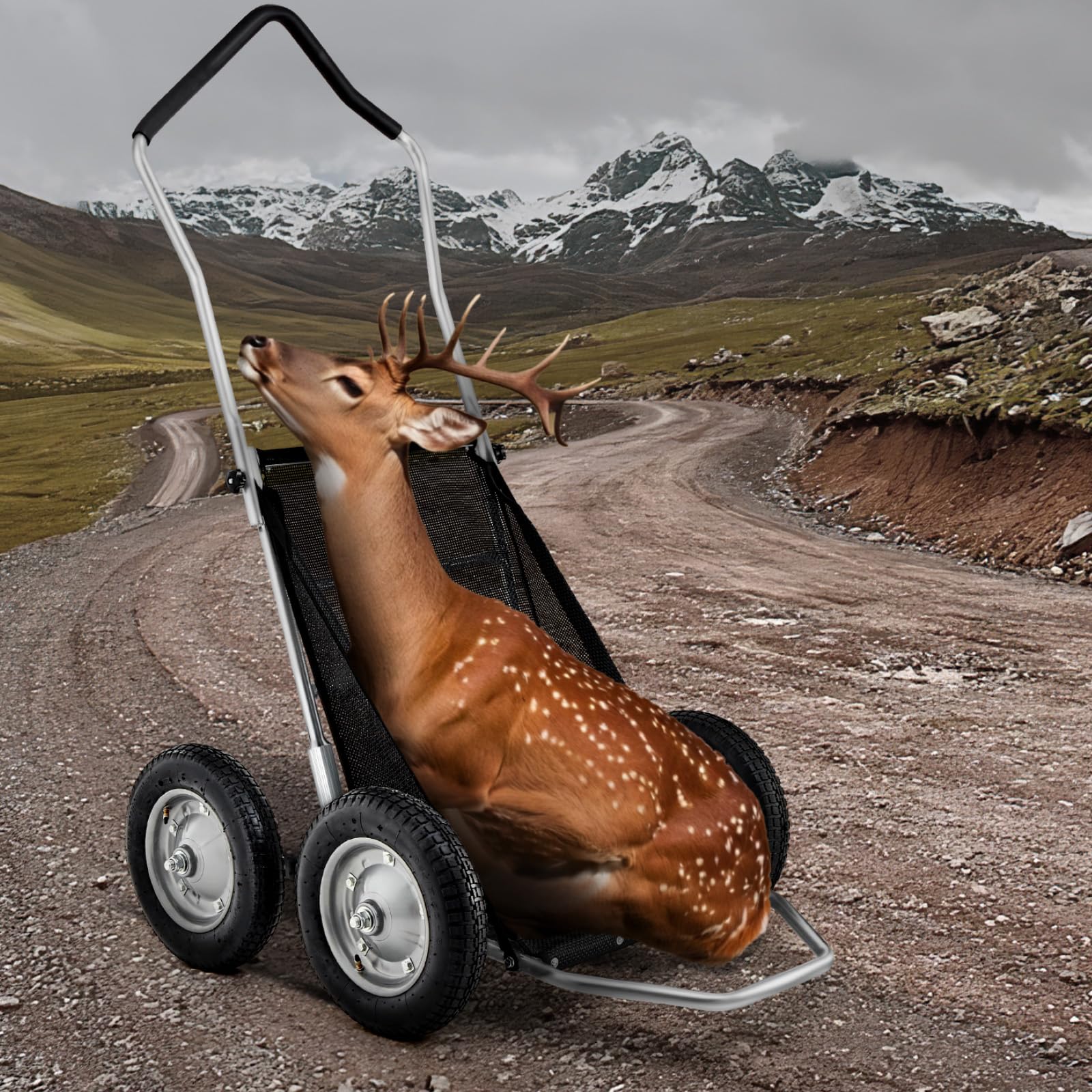 VEVOR Transportkarre Wildkarren 227 kg, Hochleistungs-Transportwagen, geländegängiger, zusammenklappbarer Wildtransportwagen mit stoßdämpfenden Reifen, Transportwagen für die Jagd Angeln Wandern