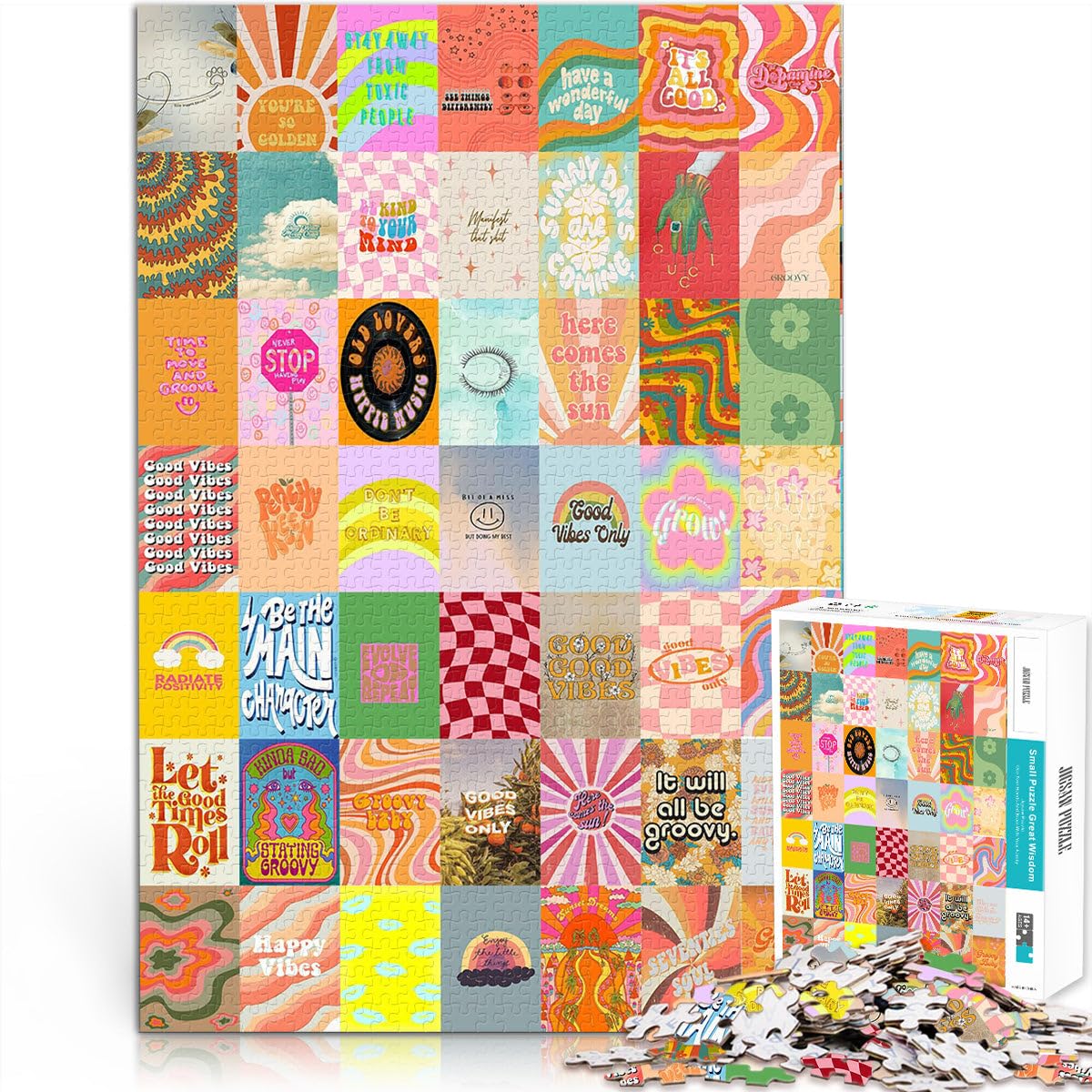 1000 Piece Puzzles for Adults Retro hipster splicing poster Made of wood Suitable for people aged 14 and above Intellectual Game Family Fun Gift。size：50x75cm/19.68x29.52inch