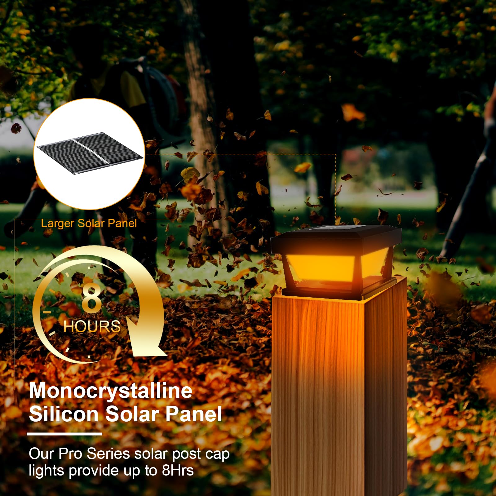 THESG-4x4 Solar Post Cap Lights Outdoor, 2 Color Modes 16 LED Fence Post Lights Fit 4x4 3 5x3 5 Wooden Vinyl Bright Waterproof Solar Powered Deck Ligh - View #4