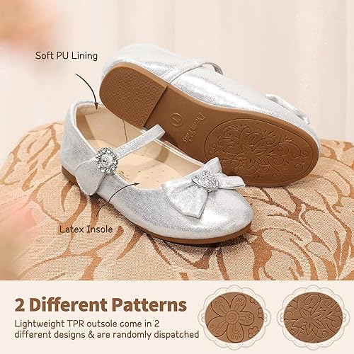 Miniatura 4 de Dream Pairs ANGEL-22 Mary Jane - Bailarina plana con lazo frontal con forma de corazón y diamantes de imitación (niñoniña pequeña)