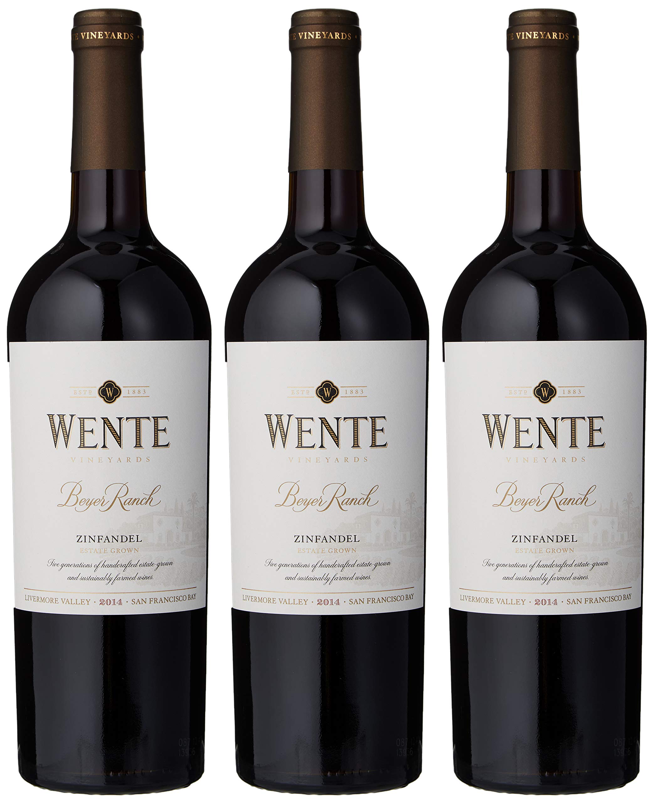Wente Vineyards 2013/2014 Estate Grown Beyer Ranch Zinfandel Wine, 75 cl, Case of 3