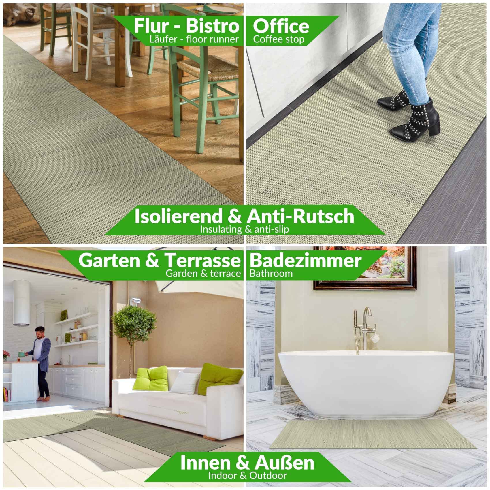 ANRO tapis de couloir intérieur/extérieur tapis de balcon imperméable, pour balcon et terrasse également, tapis de sol de couloir résistant aux intempéries Dune lavable 200 x 50 cm