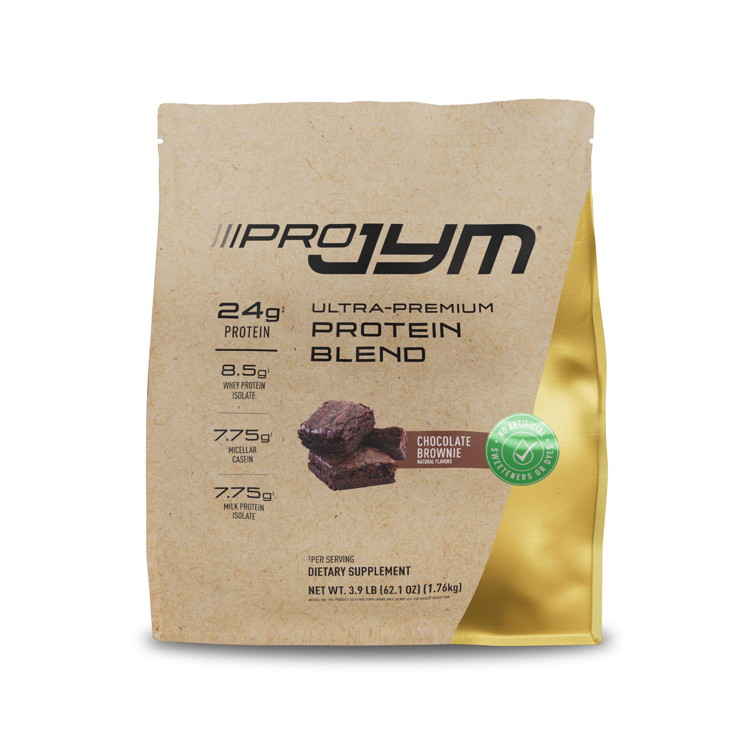 Pro JYM Natural Chocolate Brownie Protein Powder Blend - Whey Protein Isolate, Casein, & Milk Protein Isolate, for Men & Women Recovery Shakes | JYM Supplement Science | 45 Servings