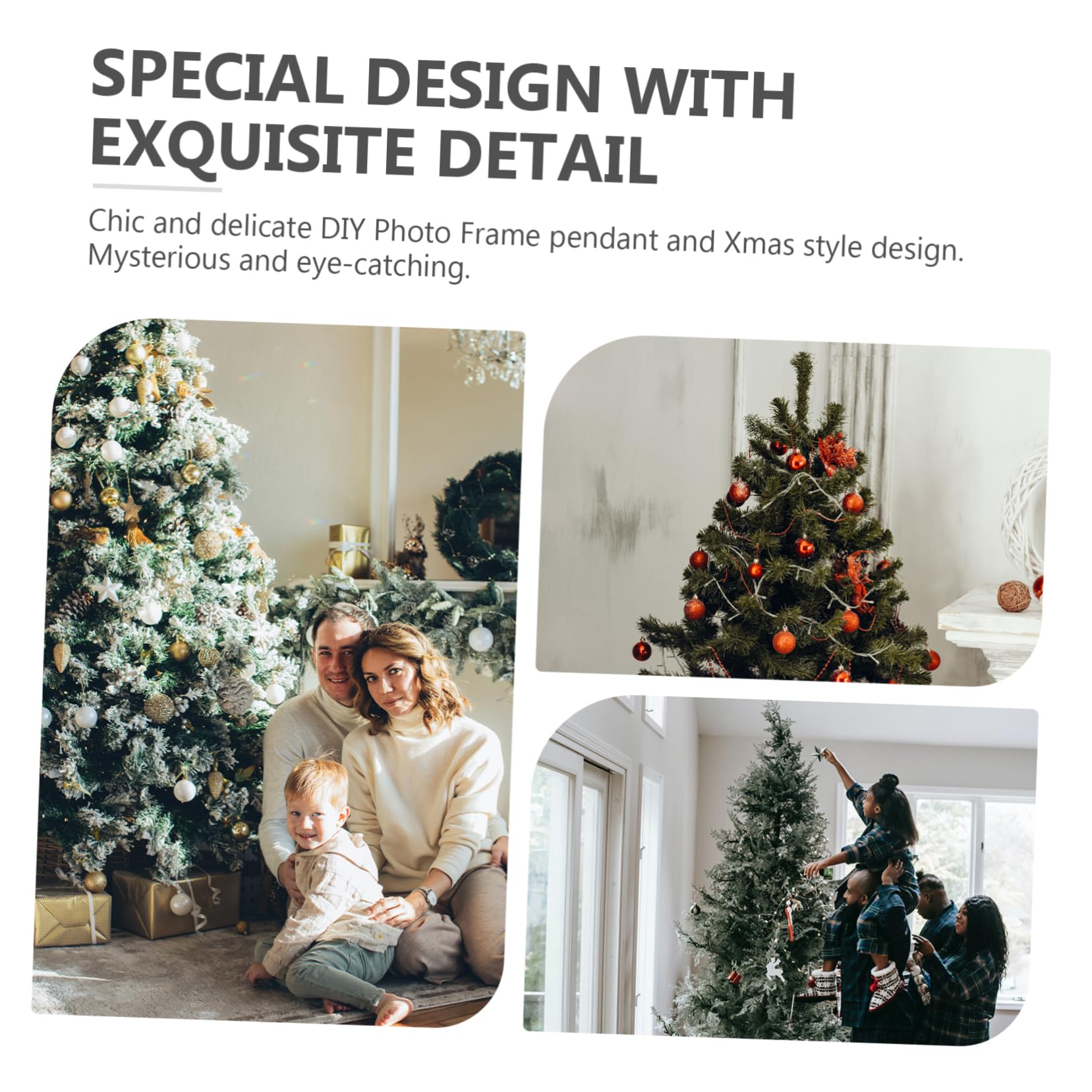PRETYZOOM 3st Weihnachtsfotorahmen Personalisierte Anhänger Christbaumkugel Neue Hausschmuck Für Weihnachten Weihnachtsbilderrahmen-anhänger Gedenkdekorationen Diy Anhänger Silver Metall