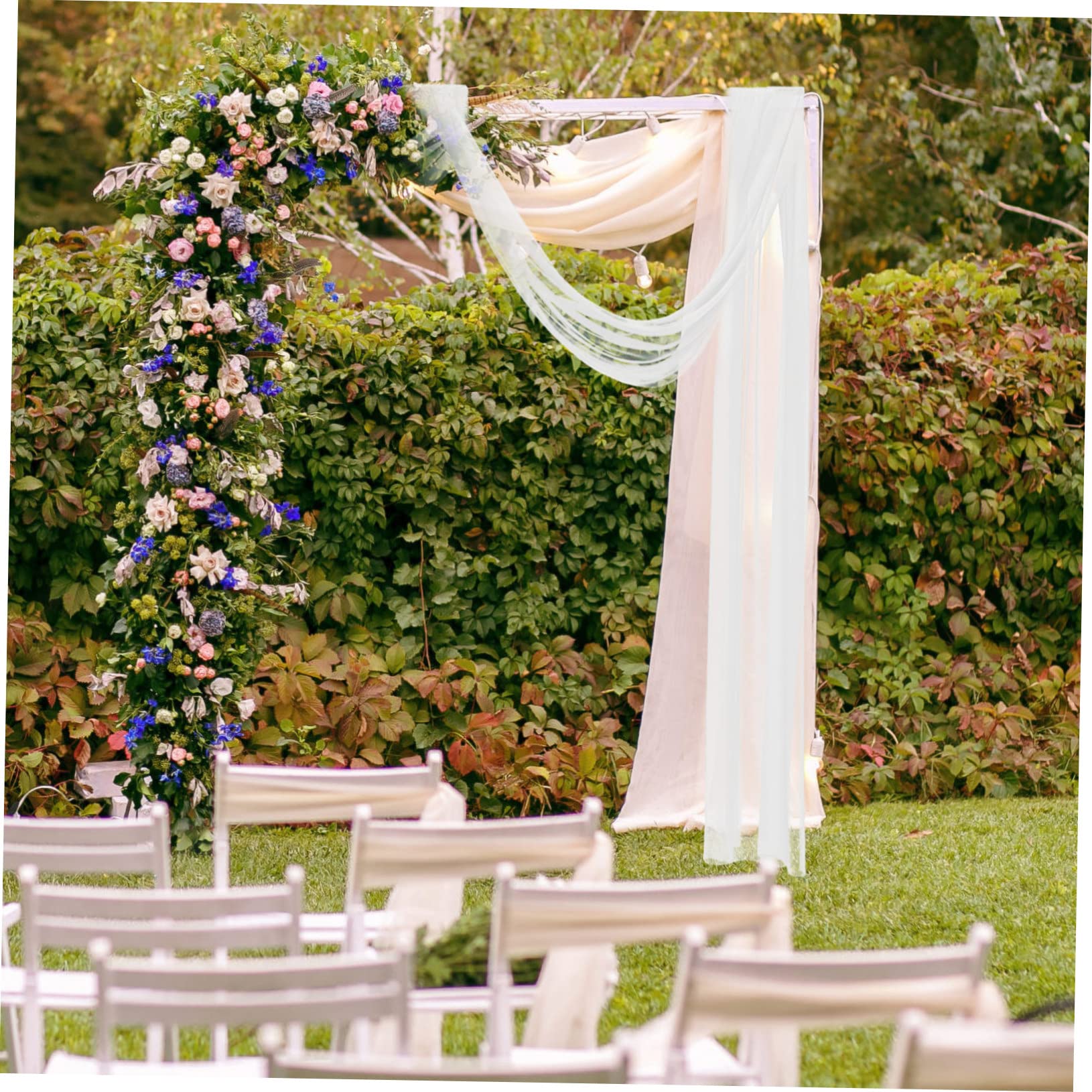Alipis 3 Pièces Voile De Fond Extérieur Décor De Fête Nuptiale Décor De Fête d'anniversaire Décoration De Cérémonie De Mariage Décoration d'arc De Plafond Rideaux Transparents Rideaux De