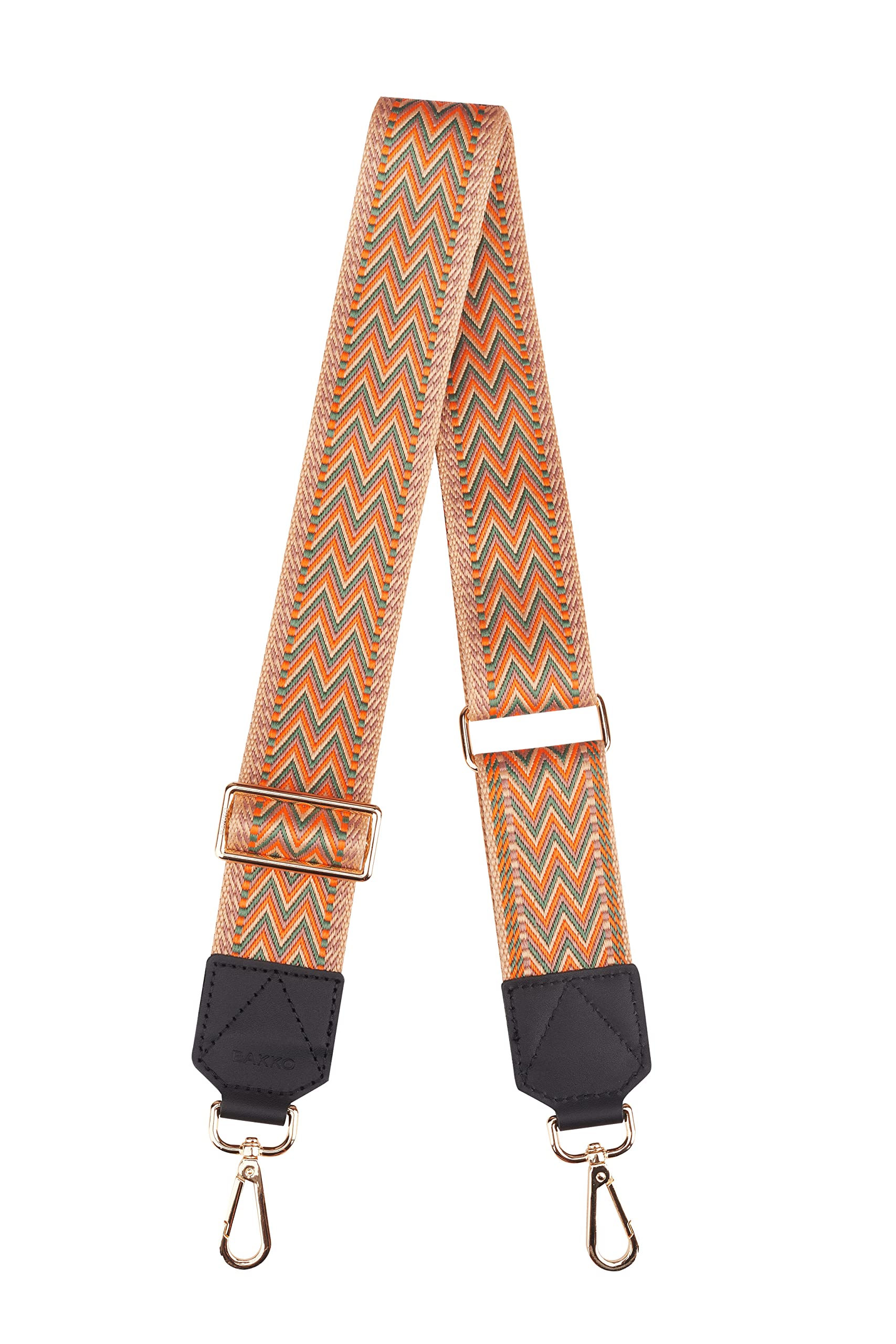 BAKKO Crossbody Strap Top Grain Leather Ends Gold Metal Hardware 2