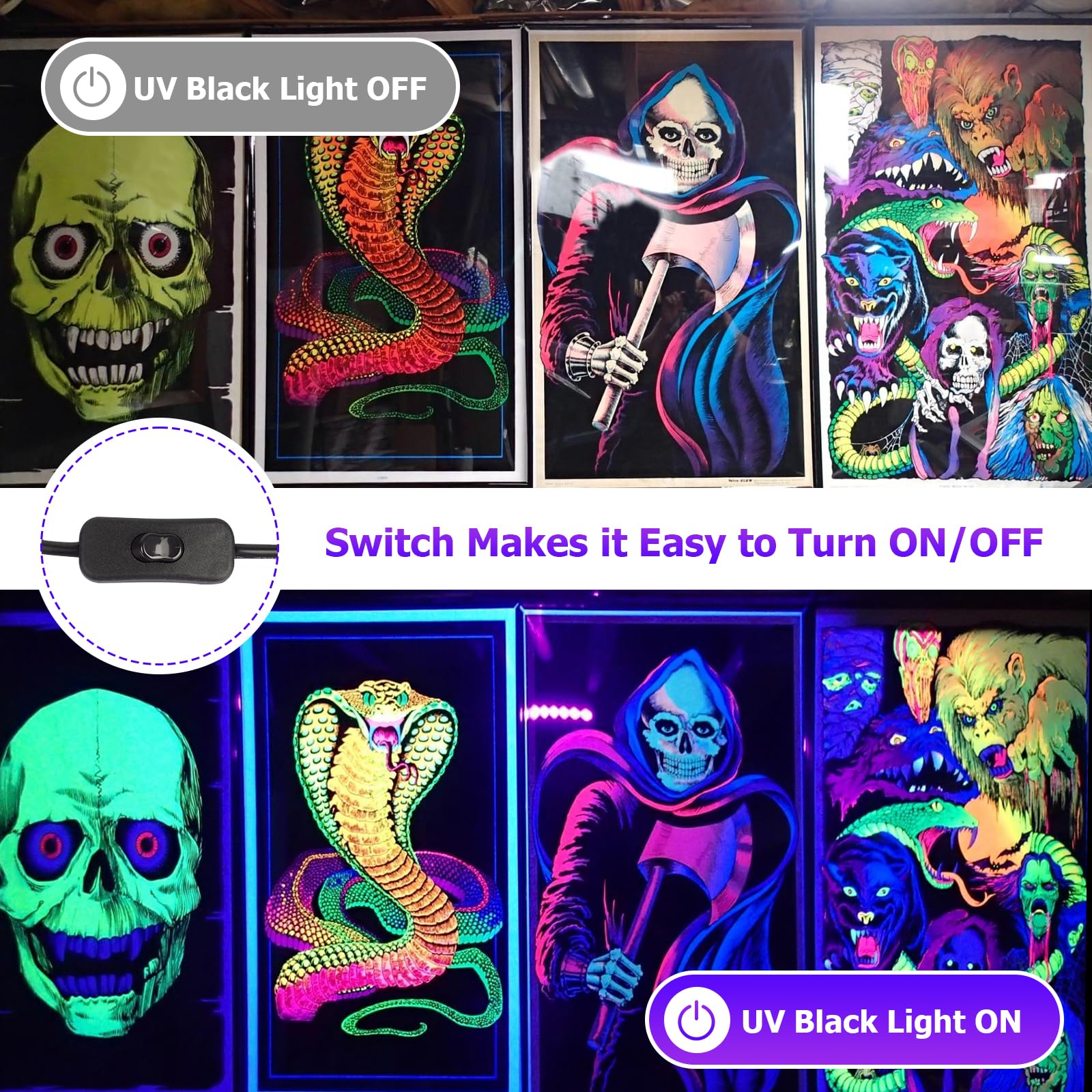 Luce Nera LED UV 45W, Barre UV 395 nm per Feste Fluorescenti, Pittura Corporea, Halloween, Poster Fluorescenti, Blacklight Party, Impermeabile IP66(Set da 2)