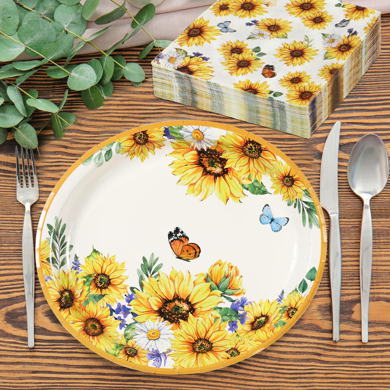 Dollar Store Dollar Tree Sunflower Dishes Dinner Plate Royal