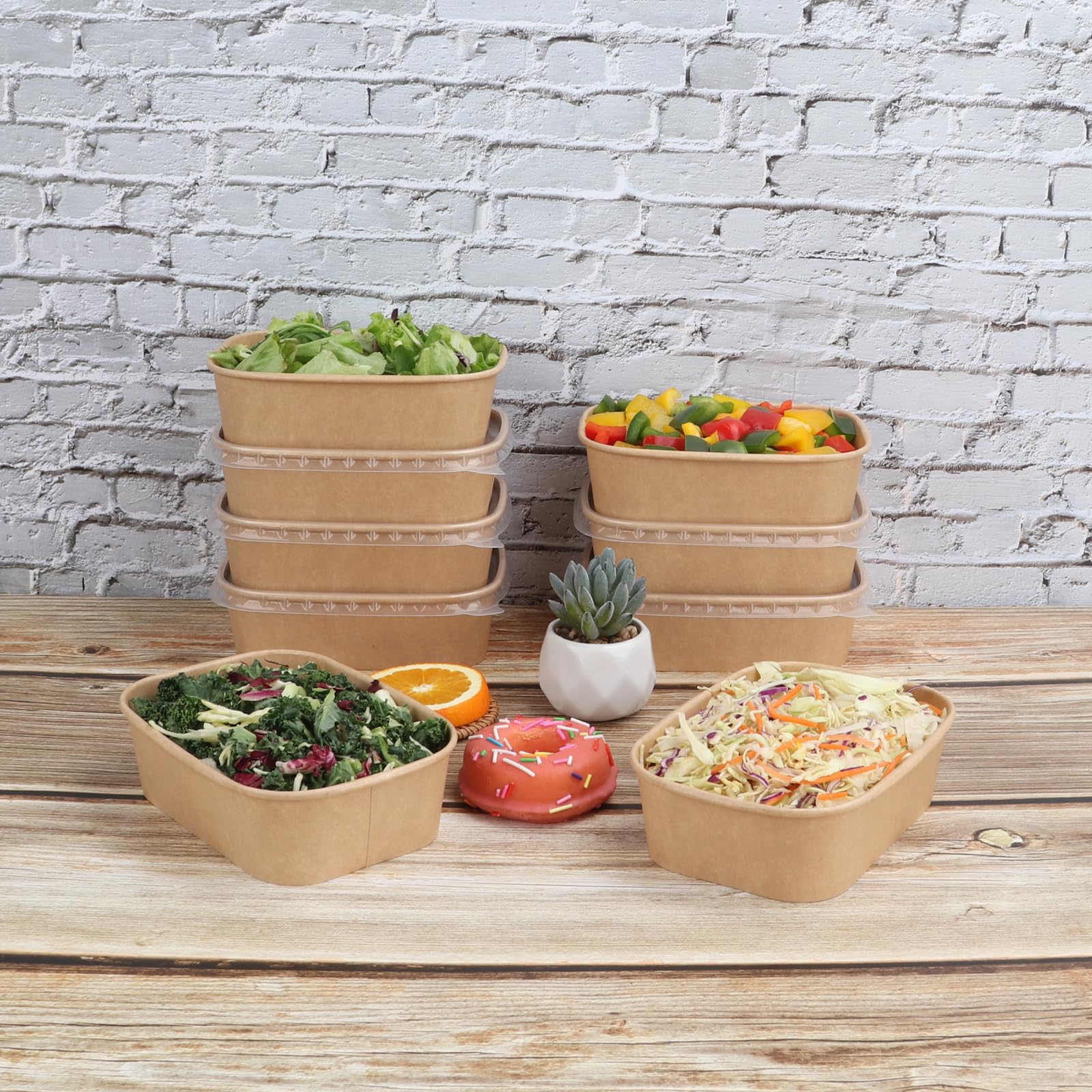 Amazon.com: JAYEEY 22OZ Disposable Kraft paper bowls with lids