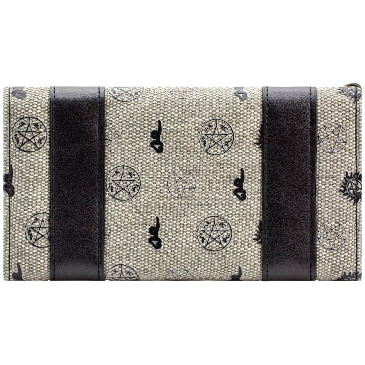 Super Natural Winchester Bros Emblema de Trampa del Diablo Cartera/Billetera Tri-Fold con Bolsillo para Monedas y Tarjetero, Gris