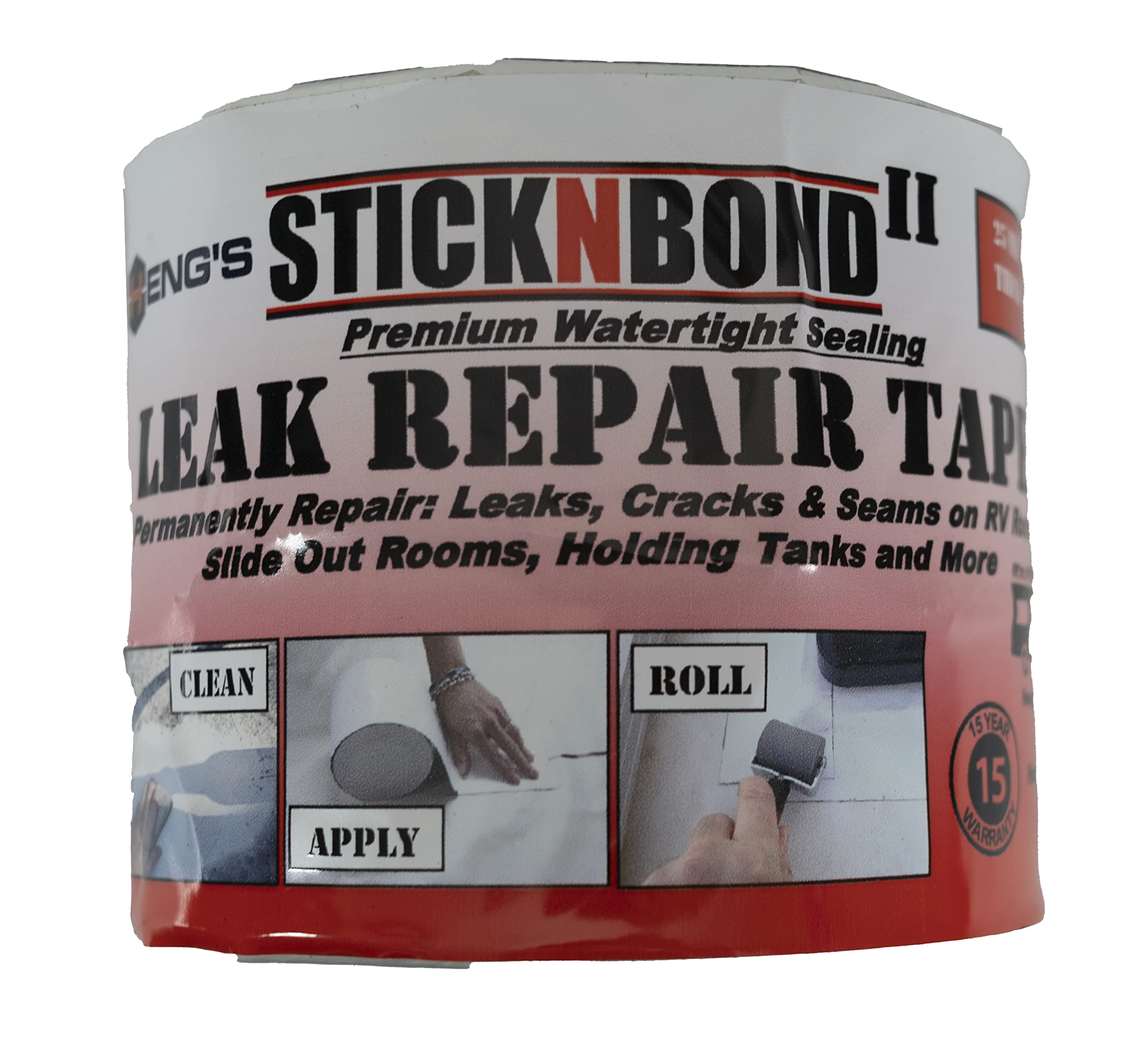 classAcustomsRV Roof Stick Bond Leak Repair Tape | Premium Watertight Sealing | 60031 | 4" X 50' Strip/Roll | 4 inches X 50 Feet | White Topside