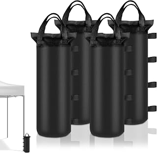 PEASUG 4 Pack Heavy Duty Sandbags for Canopy Legs - Extra Large 6x20" Pop Up Tent Weights, Gazebo Umbrella Anchors, Black (Sand Not Included)