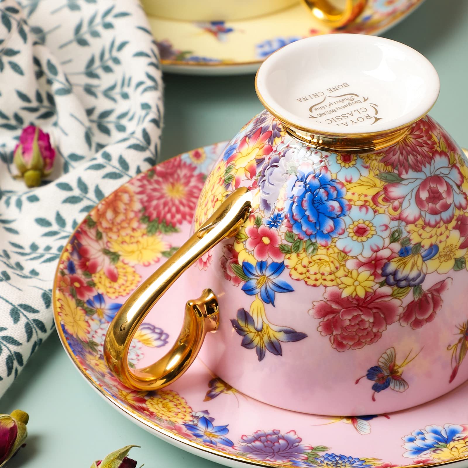 LIMOGES TAZZA DA moka con piattino in porcellana- blu cobalto ed 24k oro EUR 39,00 - FR