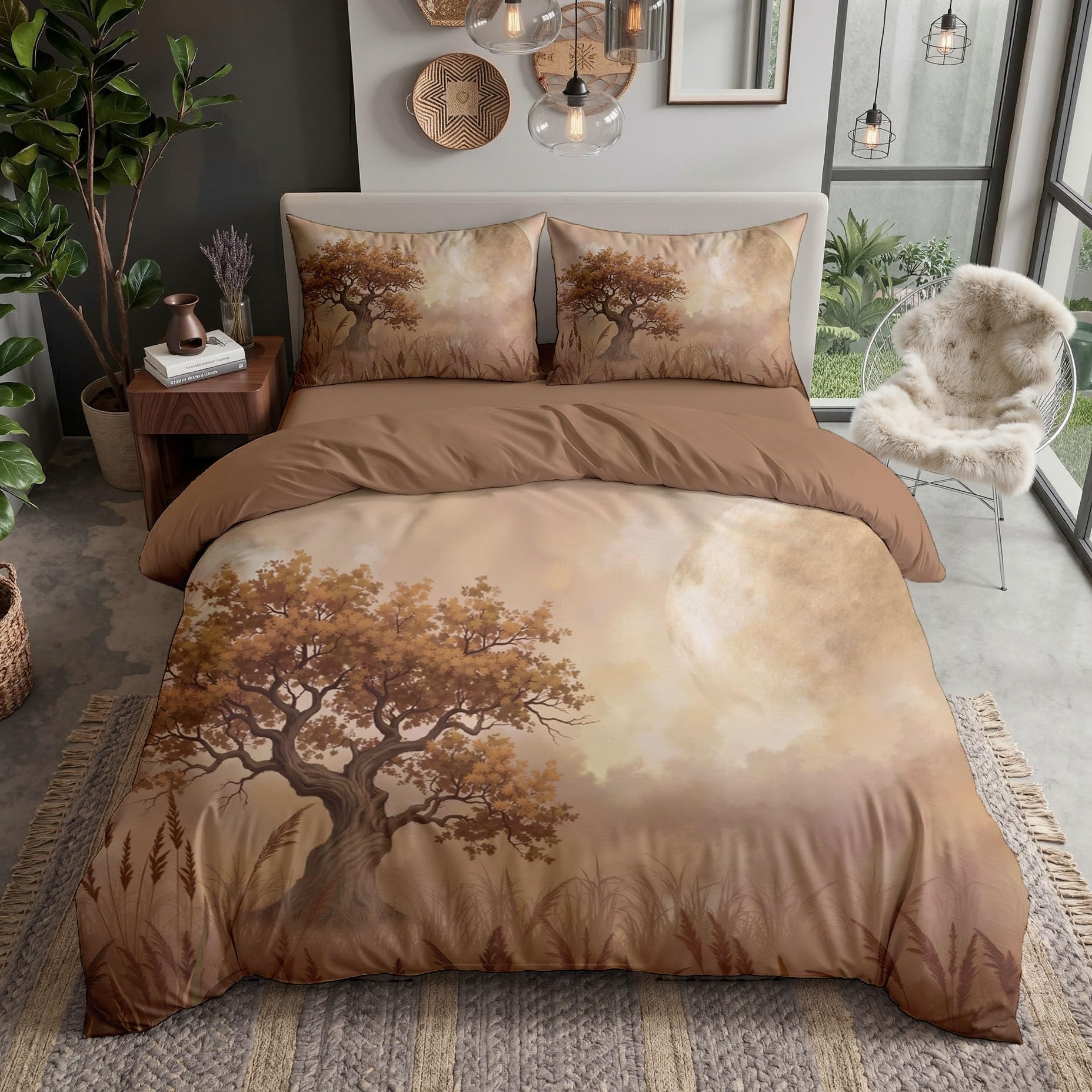 Housse de couette 200x200cm avec 2 taies d'oreiller 65x65 parure de lit réversible