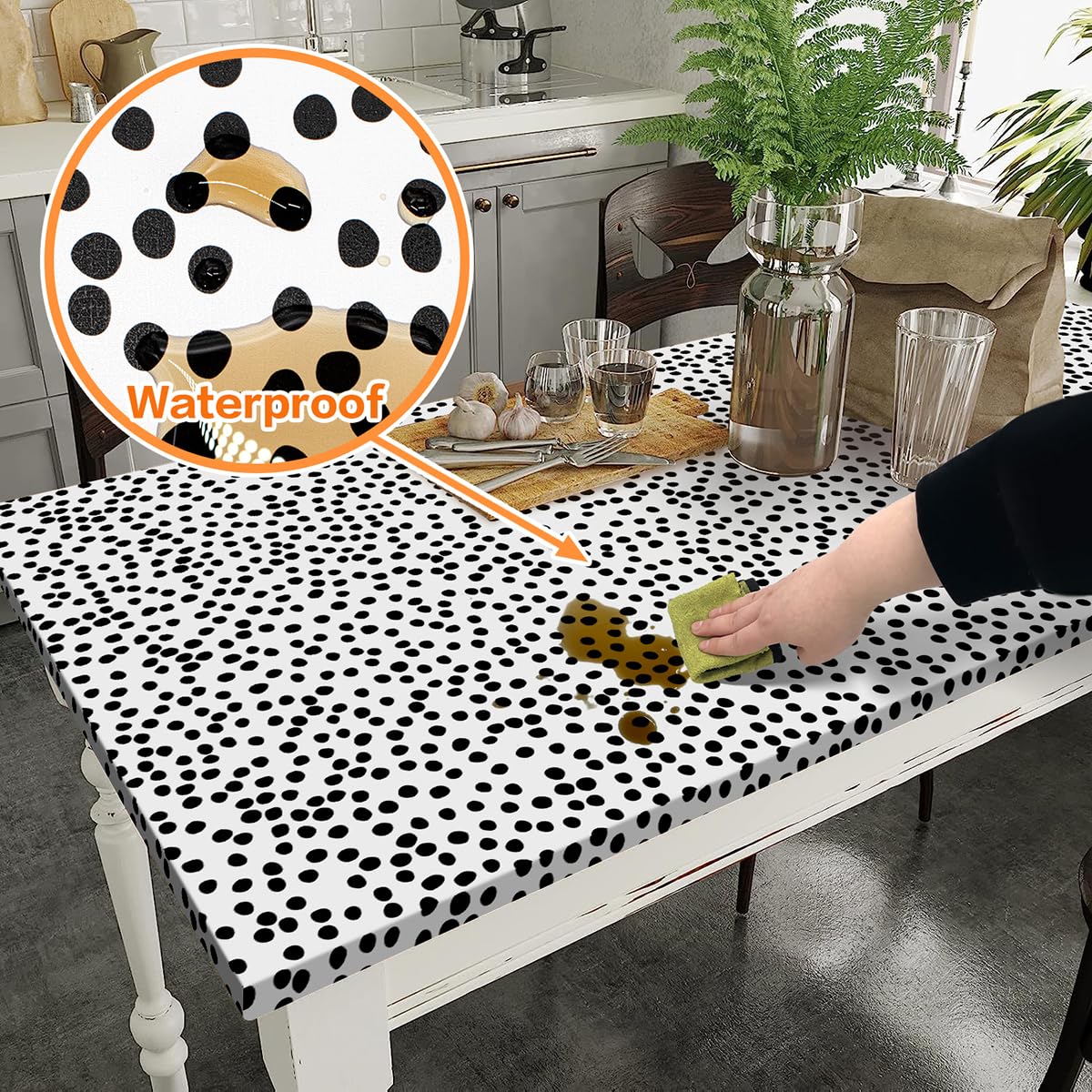Jeweluck Papel pintado para despegar y pegar, diseño de lunares, 45 x 300 cm | Papel pintado de vinilo autoadhesivo extraíble para pegar y despegar, papel de contacto de puntos negros para baño