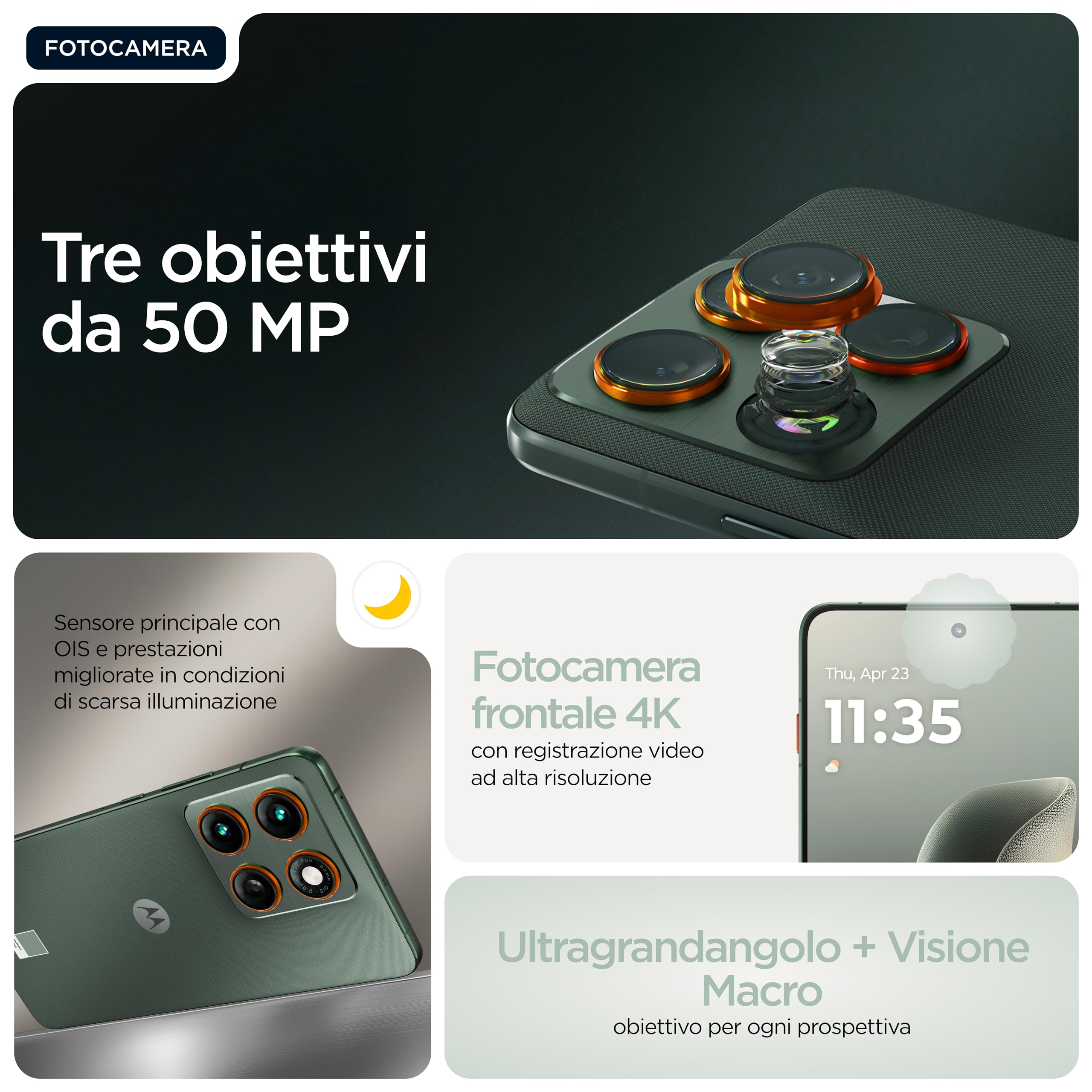 Motorola edge 70 con Moto AI (12/512GB, Tripla fotocamera da 50MP + flicker sensor, selfie 50MP, ultra sottile 5.99mm, 4800mAh Silicon-Carbon, Display 6.67" Super HD 120Hz, PANTONE Lily Pad