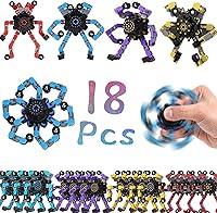 Vista 8 de 18 piezas de juguetes fidget spinners al azar, juguetes de dedo de robot deformables de bricolaje, spinner de descompresión, juguetes de giroscopio