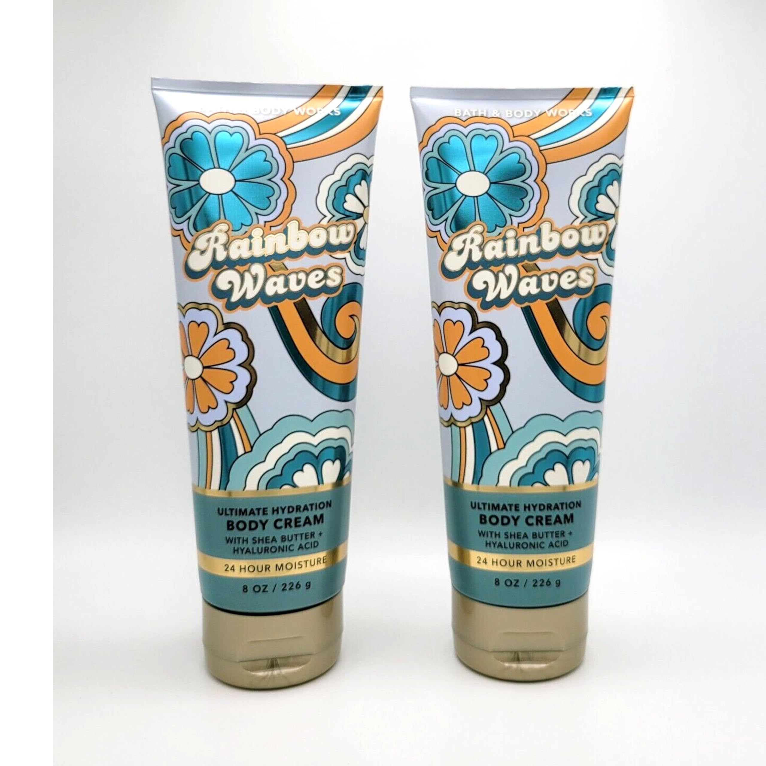 Bath & Body Works Body Cream, Gift Set of 2, 8oz Each (Rainbow Waves)