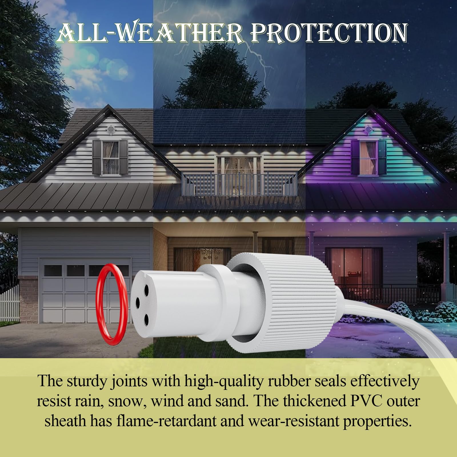 1 conector hembra a 2 machos divisor en Y para luces permanentes para exteriores Govee en forma de Y, cable impermeable IP68 compatible con Govee H706A H706B H706C H806A H806B H806C cable de
