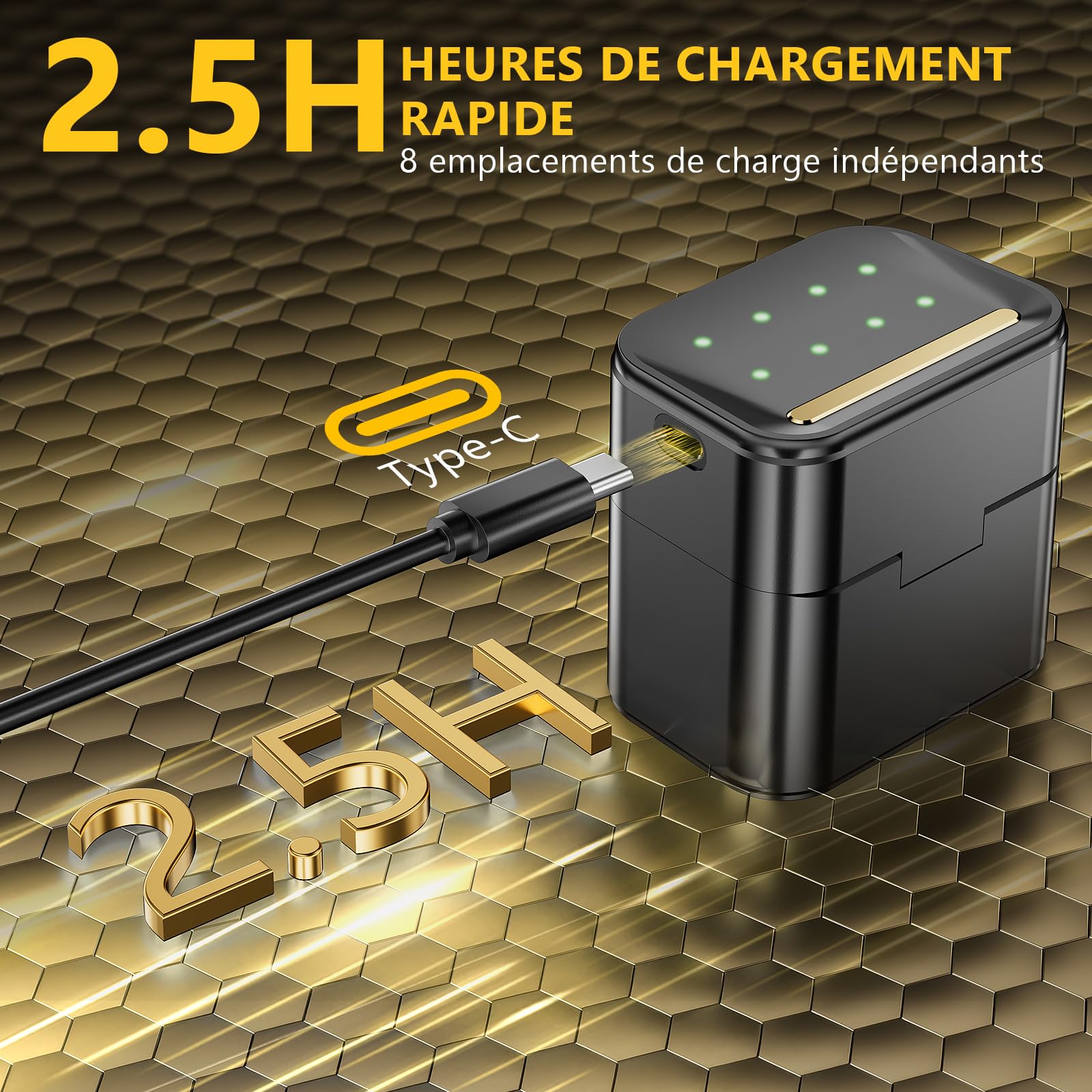 Piles au Lithium Rechargeables avec Chargeur (4 piles AA + 4 piles AAA), Organisateur de batterie, 3700 mWh Haute Capacité - 2500 Cycles Longue Durée - Chargeur Rapide Inclus