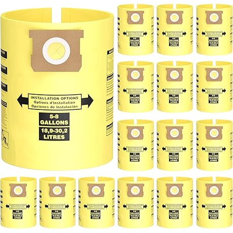 15PCS Dust Bags for Stanley 5-8 Gallon Wet Dry Vacuum Cleaners