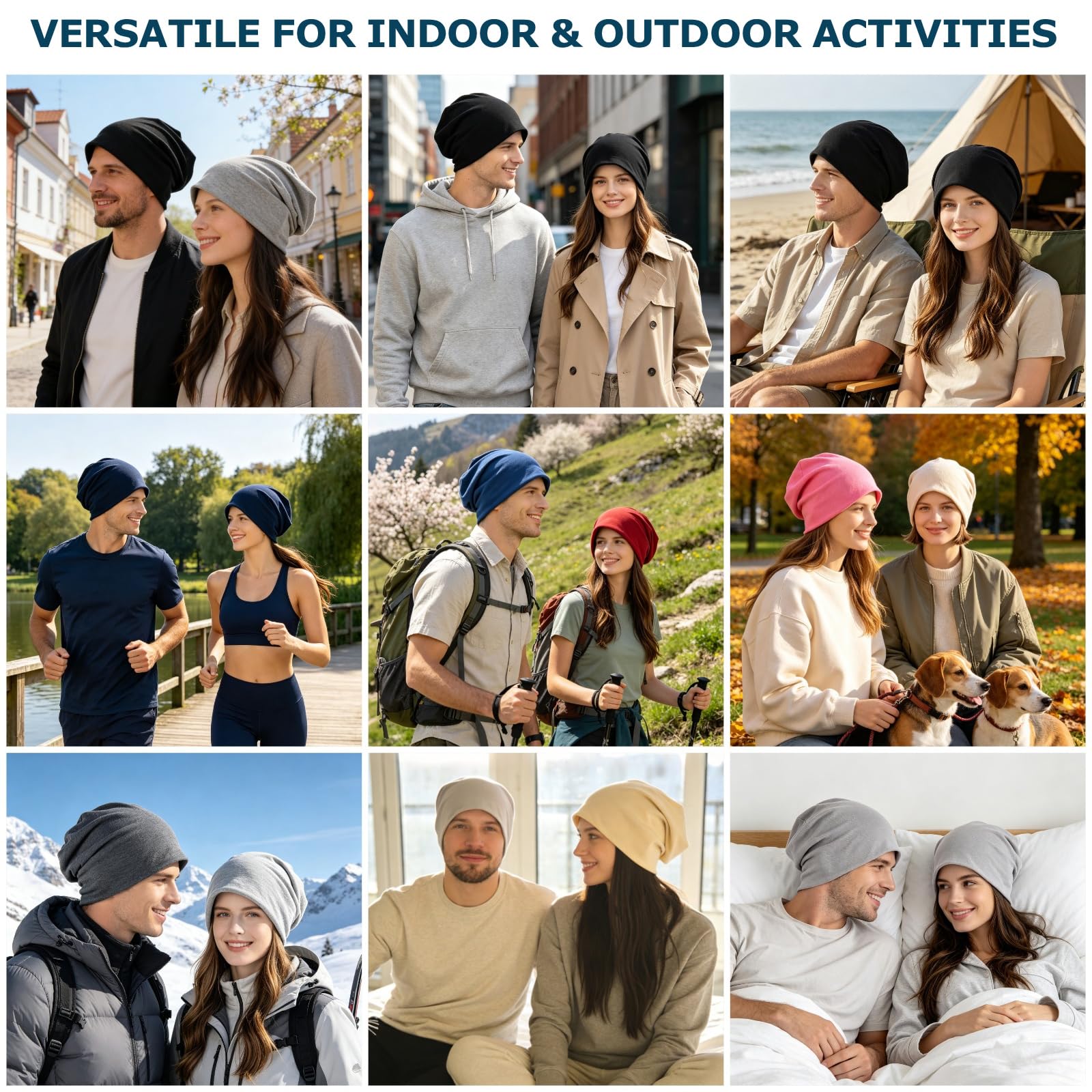 EINSKEY Czapka unisex slouch beanie, cienka & oddychająca, lekka dzianina na sezon przejściowy, dla biegaczy/rowerzystów/osób po chemii (54-59 cm)