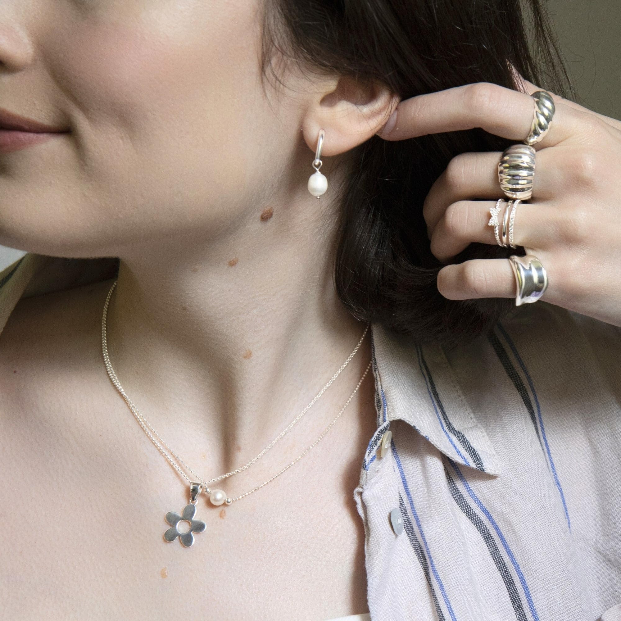 Silverly Sterlingsilberner, Klobiger Croissant-kuppelring | 925 Silber Klassische Ringe für Damen | Elegantes Rippenband-design | Elegante, Strukturierte Statement-ringe | Trendiger Damenschmuck