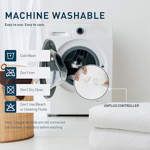 Miniatura 9 de Yuurom Protector de colchón térmico tamaño Queen de 60 x 80 pulgadas, protector de colchón eléctrico de doble control, 10 ajustes de calor,