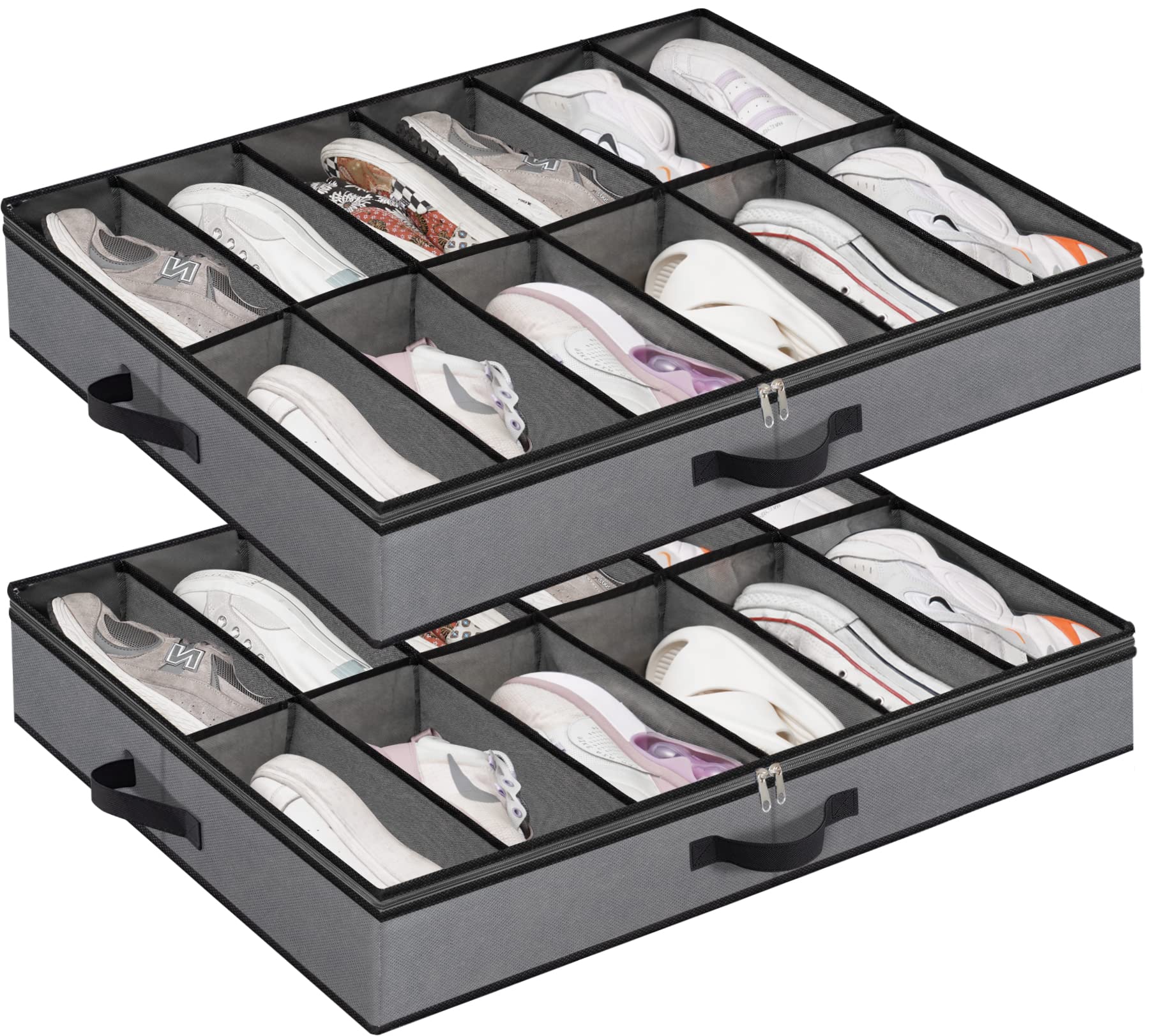 Buy Under Bed Shoe Storage Organizer, 2 Pack Foldable Underbed Shoe