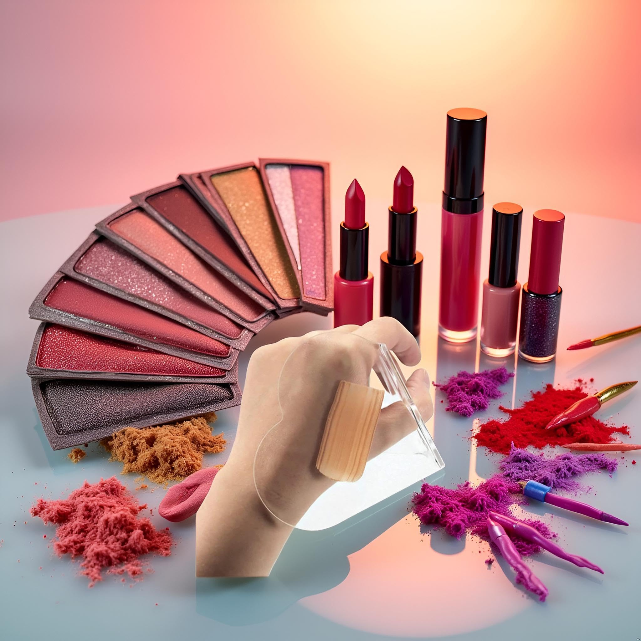 Paleta de acrílico transparente, maquillaje, sombra de ojos, base, paleta de lápiz labial, bandeja de pintura de arte de uñas, bandeja de mezcla de color, manicura de gel de uñas, herramienta de 5