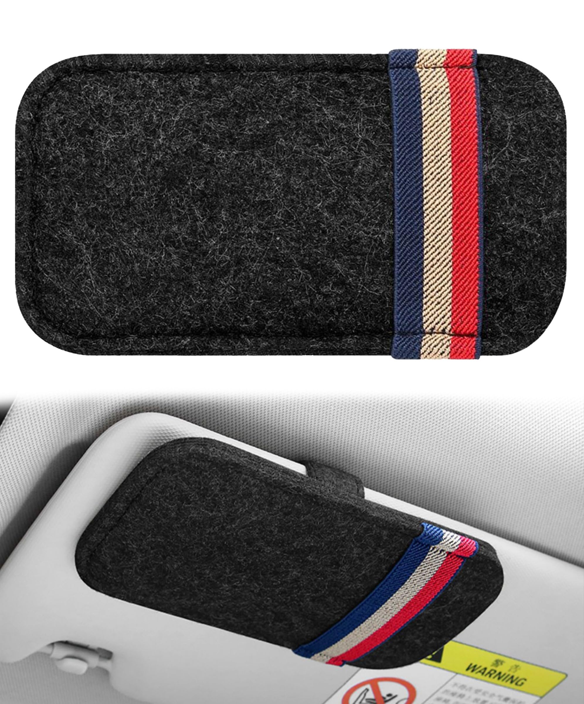 Xibao Sonnenbrillenhalter Auto,Brillenhalterung Auto,Brillenhalter Sonnenblende,Sonnenblende Organizer,Automotive Innenraum Visier Zubehör,Geeignet für die Meisten Visiere von Autos (Schwarz)