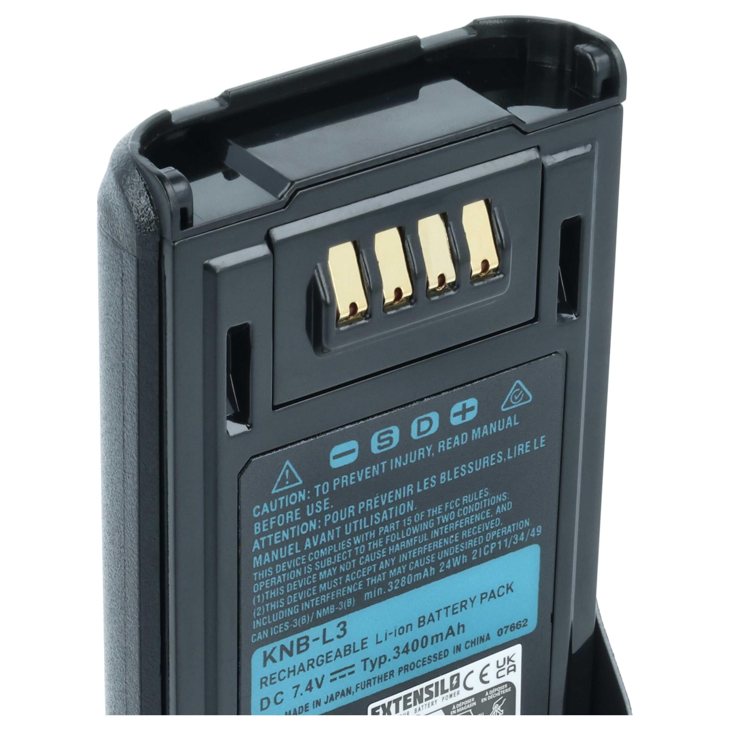2 x akumulator zamienny do Kenwood KNB-N4, KNB-LS6, KNB-N4M do krótkofalówki, Walkie Talkie (3400 mAh, 7,4 V, litowo-jonowy)