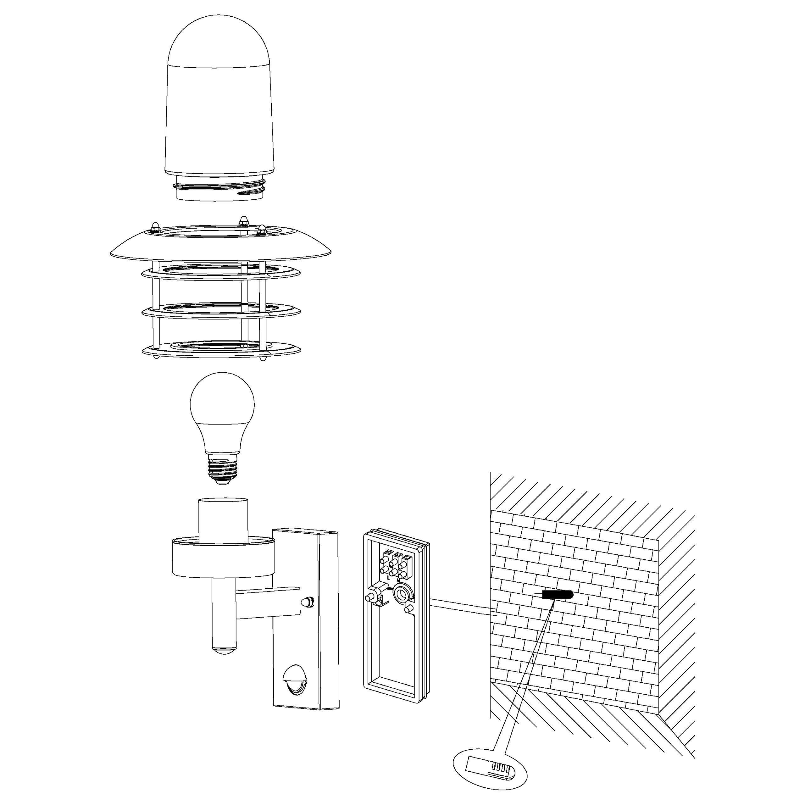 EGLO Applique murale extérieure Mouna, 1 flamme, lampe extérieure avec