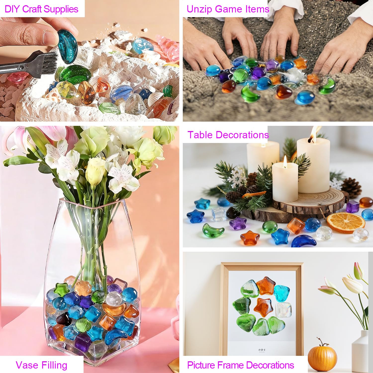 Billes Pierres Précieuses Décoratives 450g pour Aquarium Vases Bricolage Cadeaux