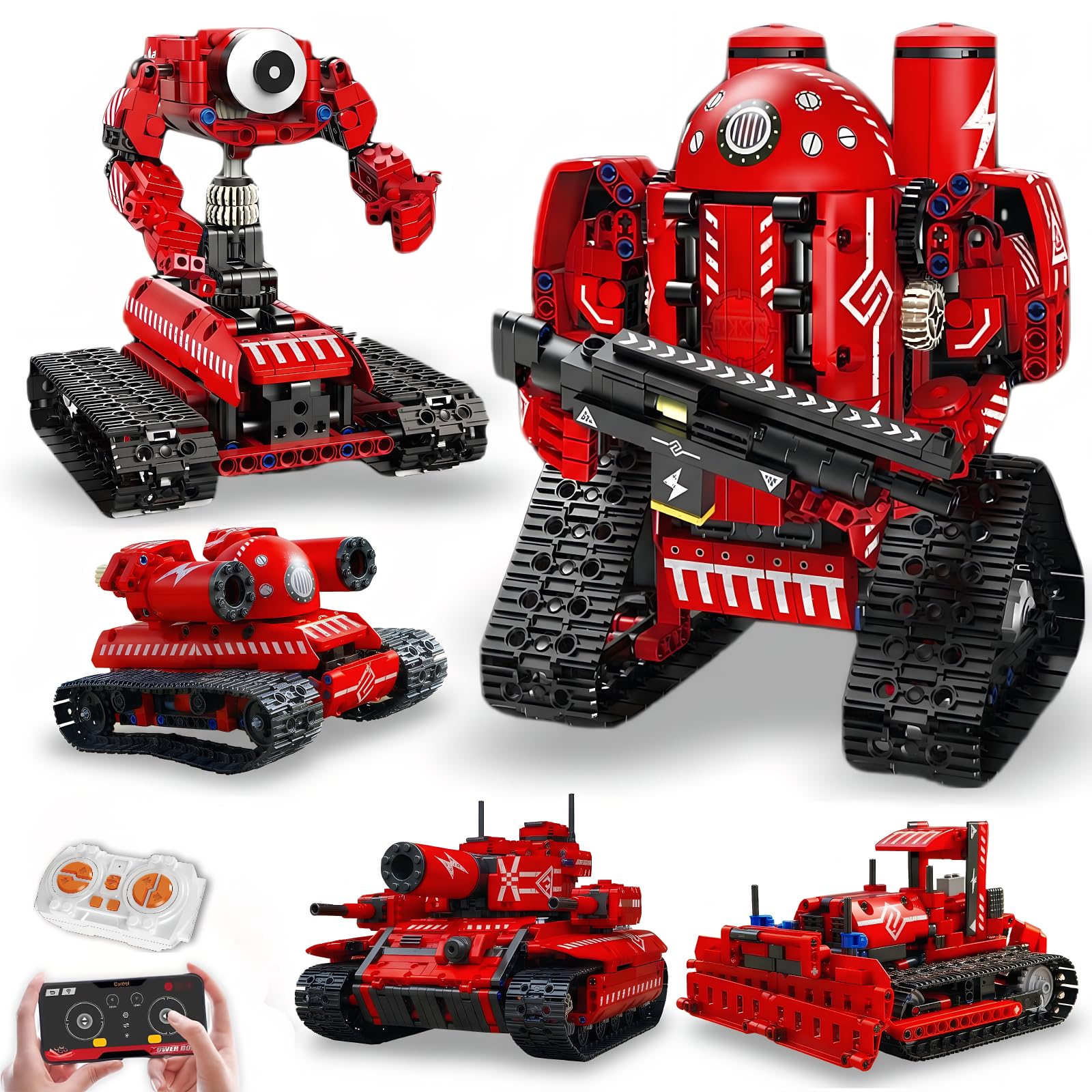 zestaw robota, 5-in-1 Model Projekt Projekt Prezent | robot programowalny: pilot, kodowanie w aplikacji, śledzenie trasy i mobilność gąsienicowa; naukę, prezenty, projekty.