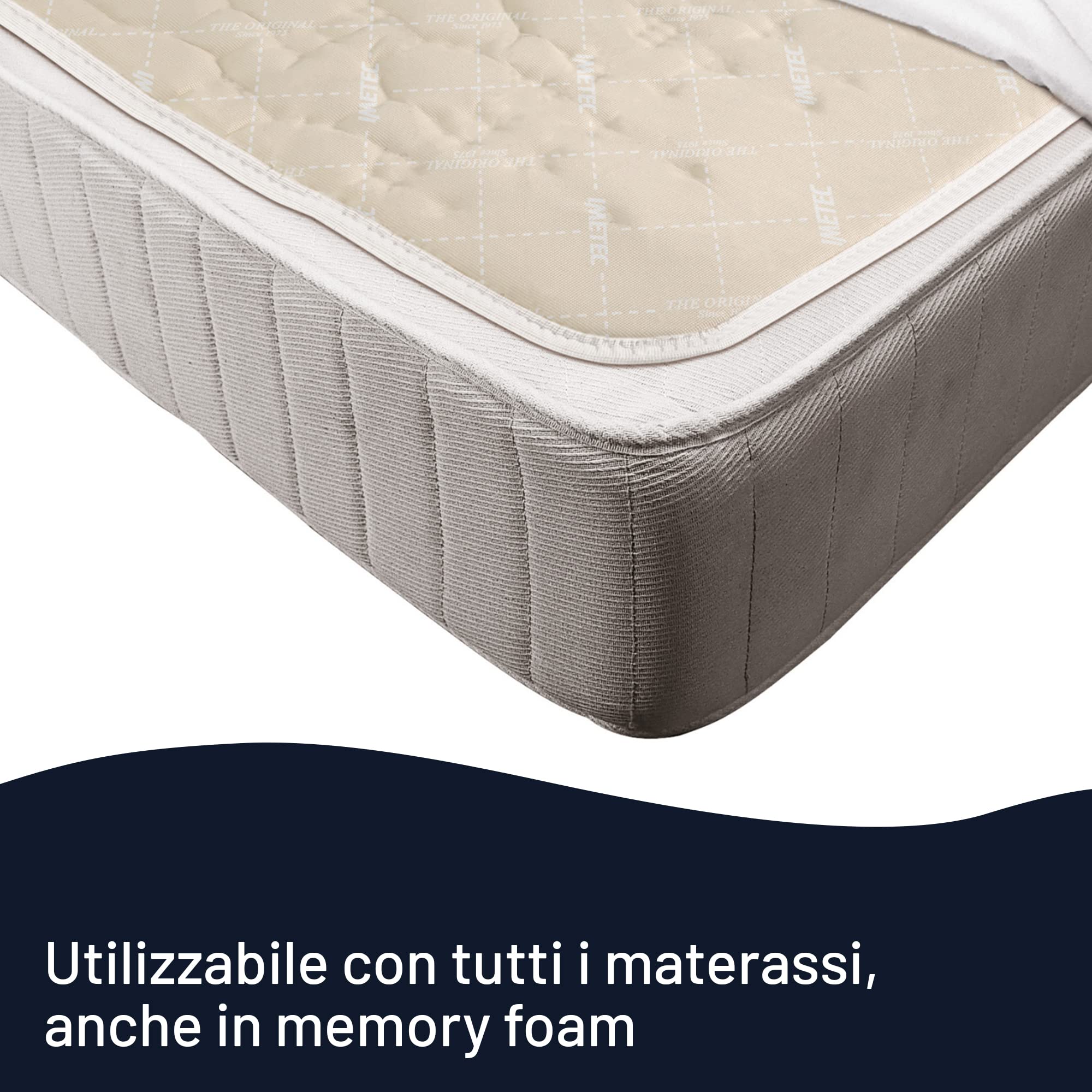 Imetec Scaldasonno Singolo, 150 x 80 cm, Comando 2 Temperature, Tessuto Trapuntato, Lavabile a Mano e in Lavatrice a 30°C, Made in Italy