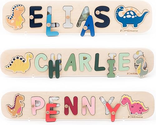 Baby Personalized Wood Name Puzzle With Custom Design - Toddler Name Puzzle For Girls & Boys - Montessori Toys Nursery Décor - Name Sign 1st