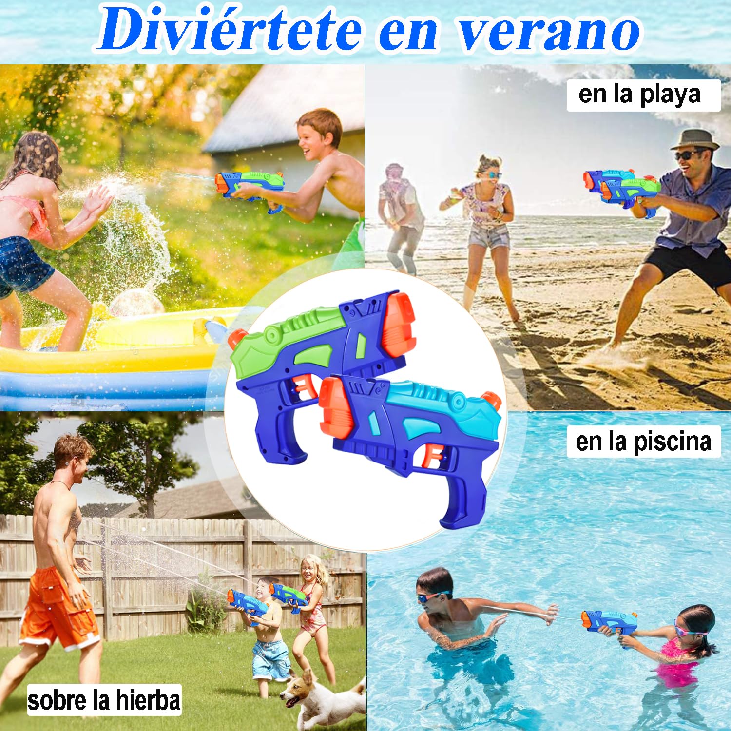 (Pack de 2) Pistolas de Agua para Niños, Pistolas de Agua con Gatillo para Piscina al Aire Libre, Mejores Juguetes de Verano para Niños y Niñas, Juguetes de Entrenamiento para Perros y Gatos