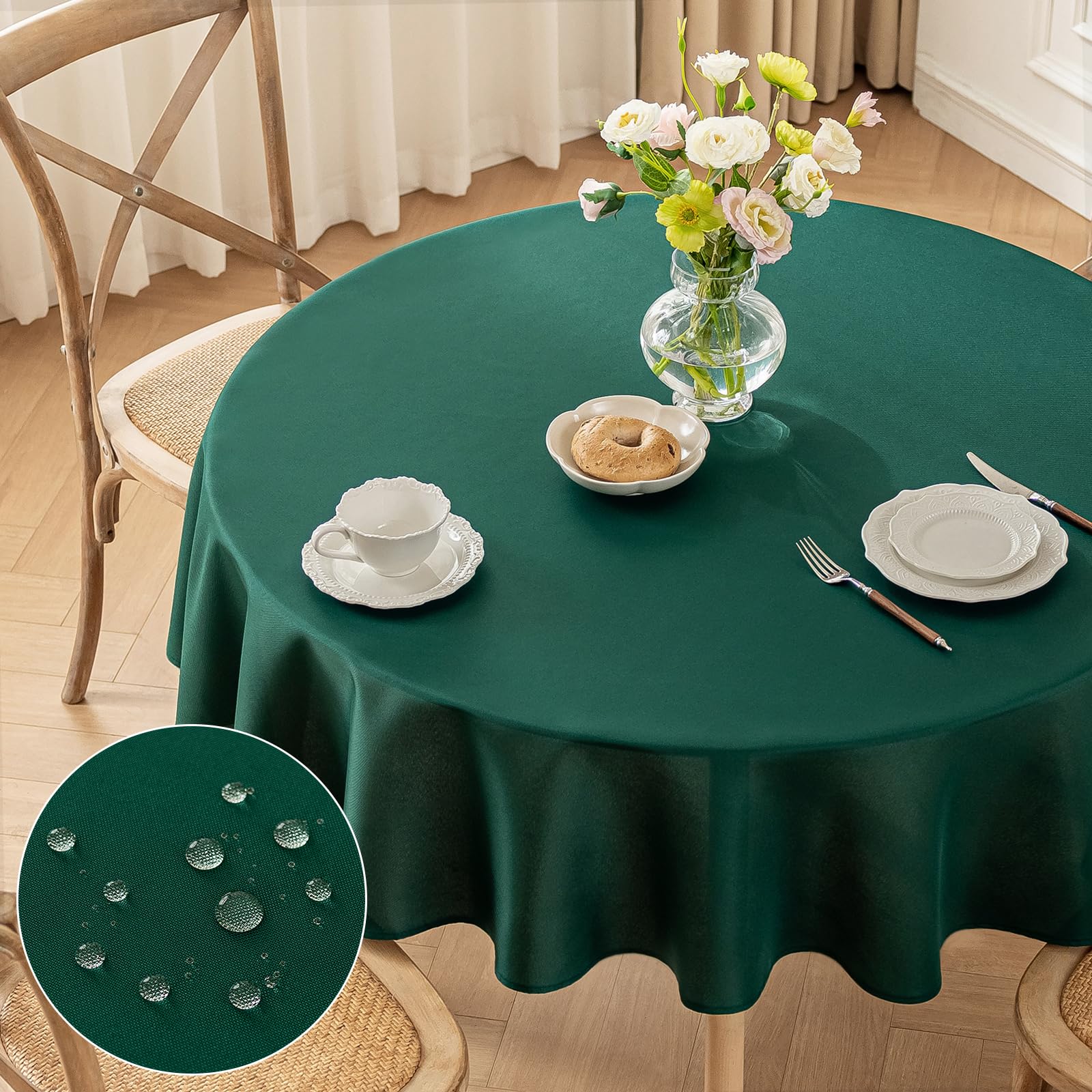 Moonooda Tischdecke, Tischdecken Abwaschbar 180g/㎡ Tischtuch aus Polyester Wasserabweisend mit Lotuseffekt, Dauerhaft Kratzfest für Wohnzimmer, Esszimmer, Balkon, Garten