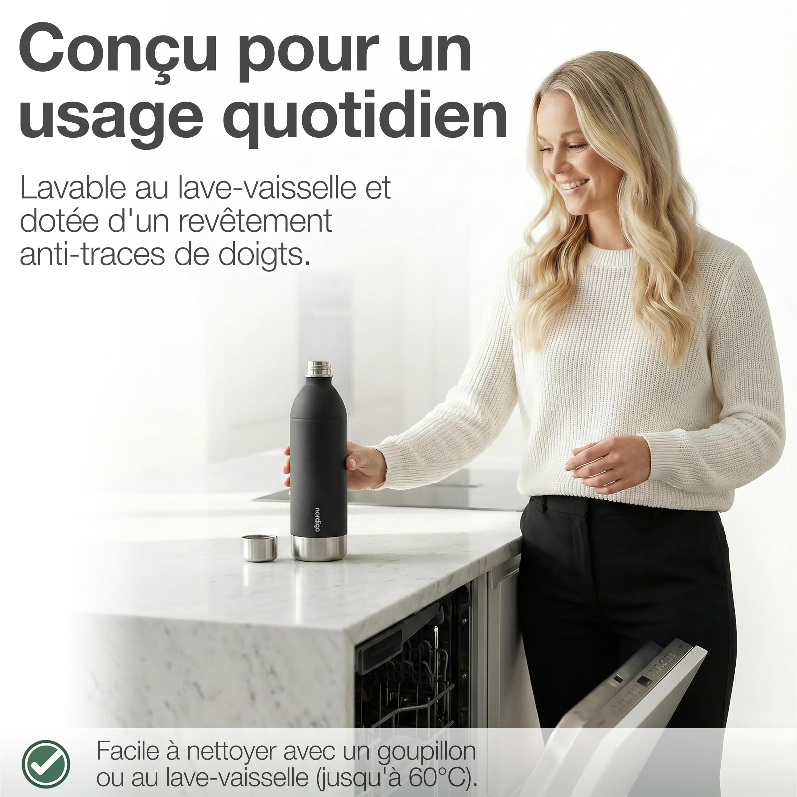 1300ml Bouteille en Acier Inoxydable pour Aarke Carbonator 3 & SMEG (Non Pro) - Étanche, Sans Plastique - Sans Date Limite, Lignes de Remplissage Intérieur & Extérieur - 2 x Noir Mat