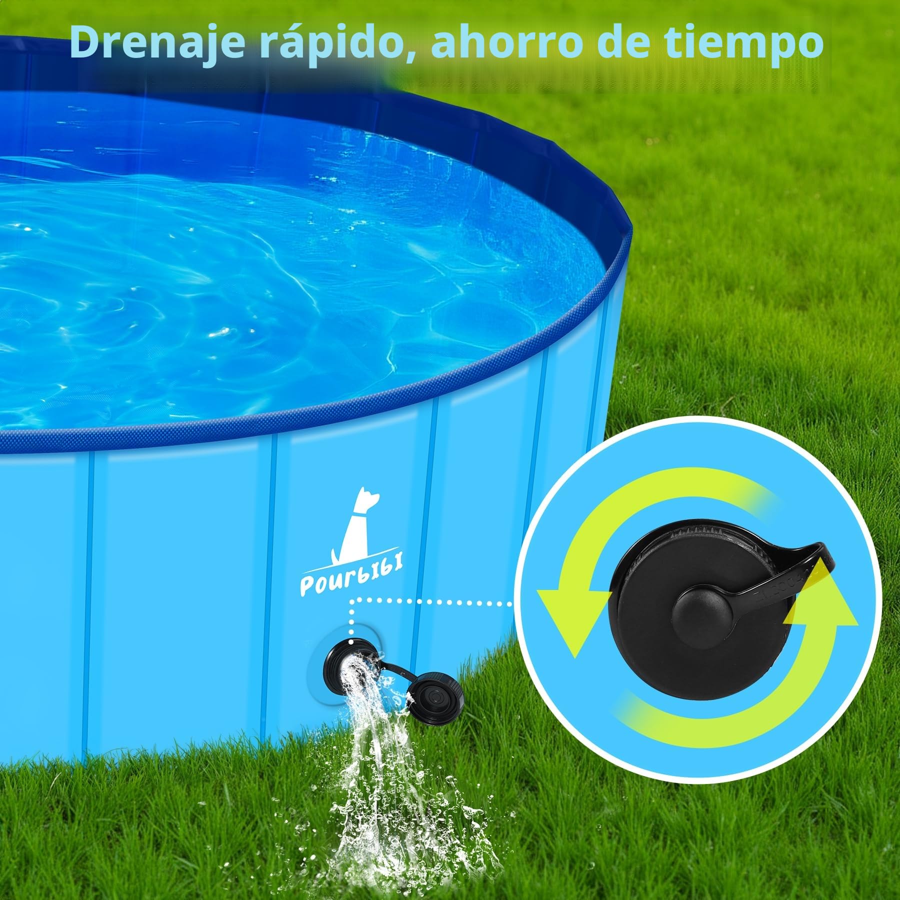 Pourbibi Piscina para Perros Grandes, Piscina Plegable para Perros, Bañera Portátil De PVC para Perros, Piscina para Perros Grandes Y Pequeños, 160 X 30 cm