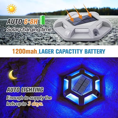 Miniatura 4 de VOLISUN Luces solares para muelle de entrada, paquete de 12 luces LED impermeables para exteriores, de aluminio, escalón de advertencia para